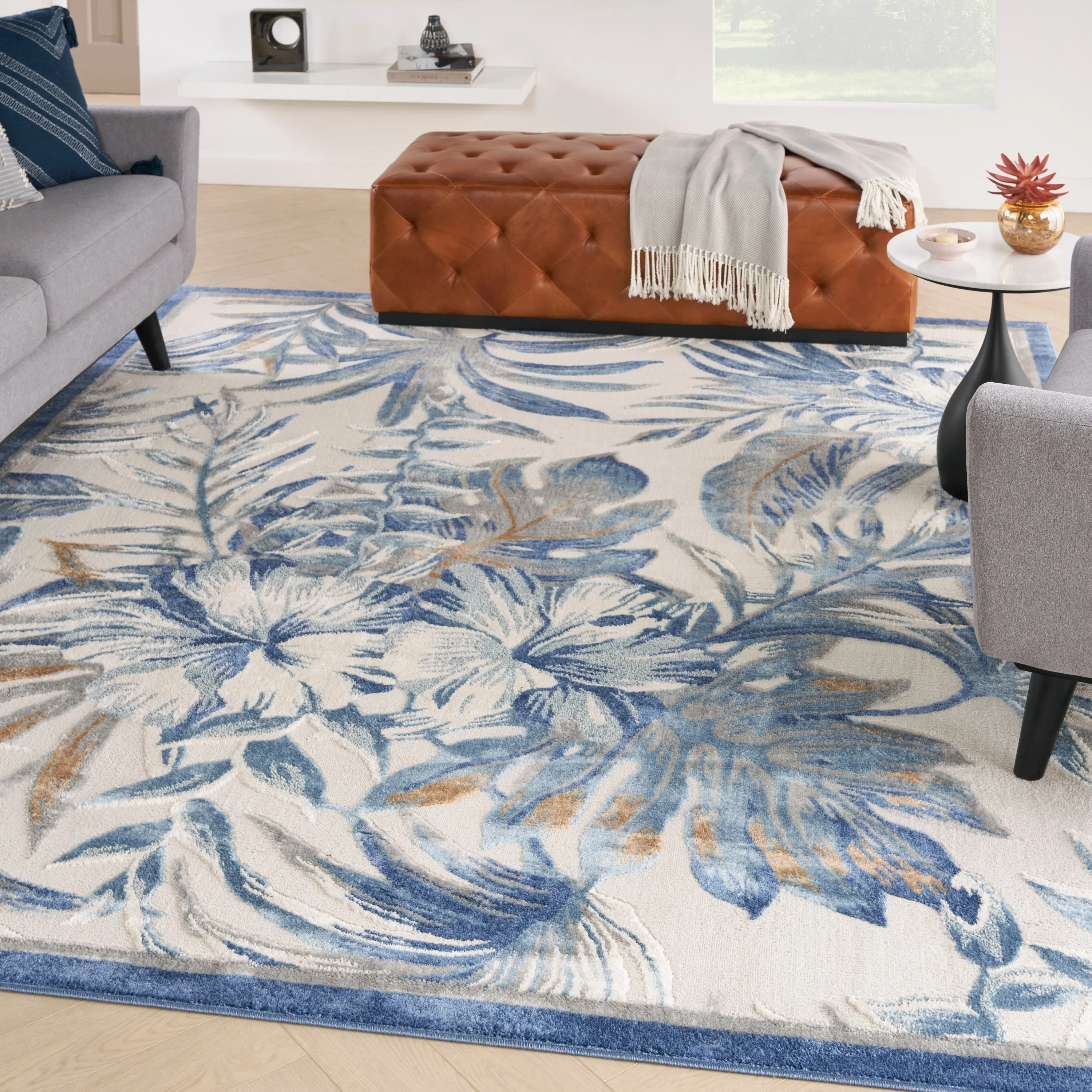 Nourison Pompeii Tropical Contemporary Bordered Area Rug