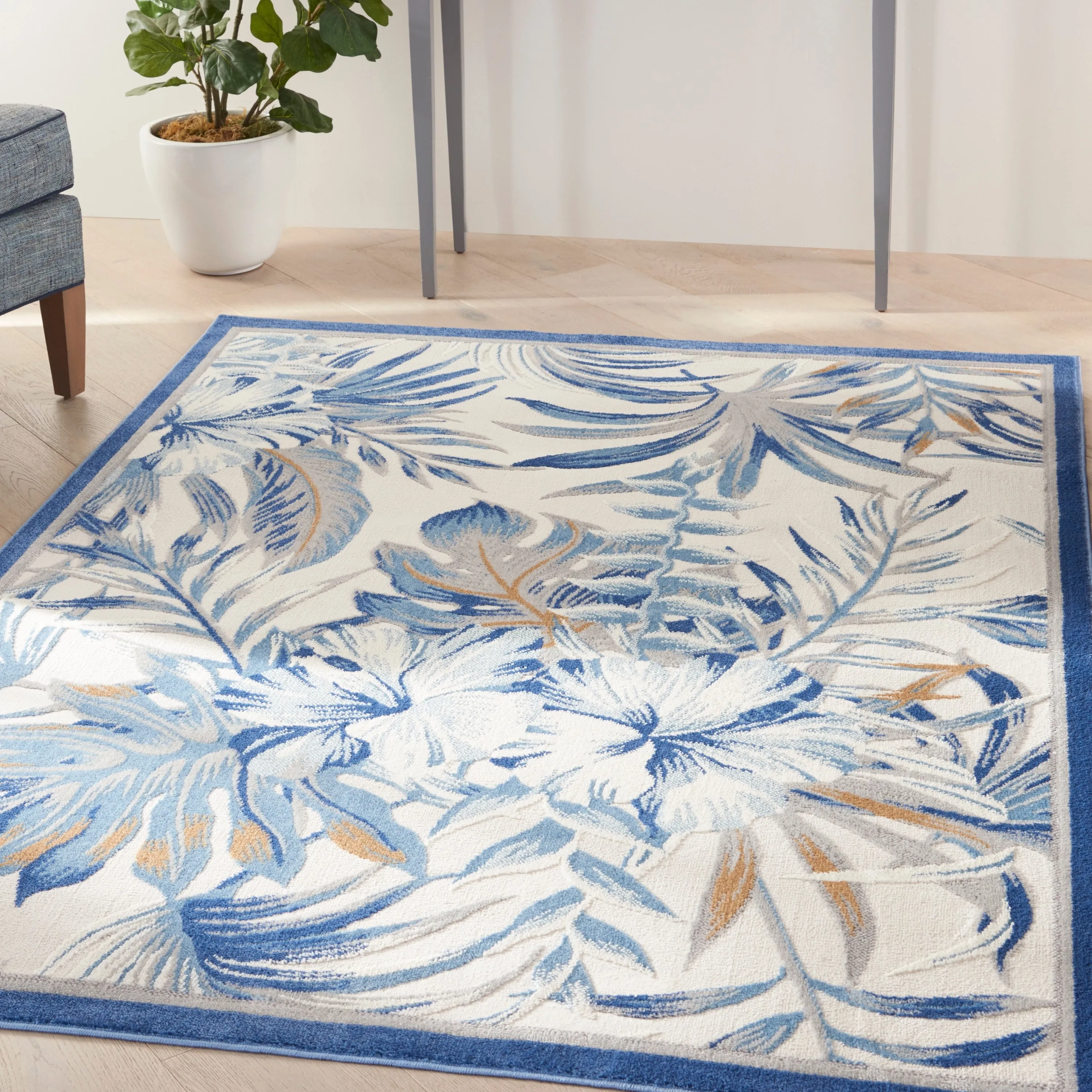 Nourison Pompeii Tropical Contemporary Bordered Area Rug