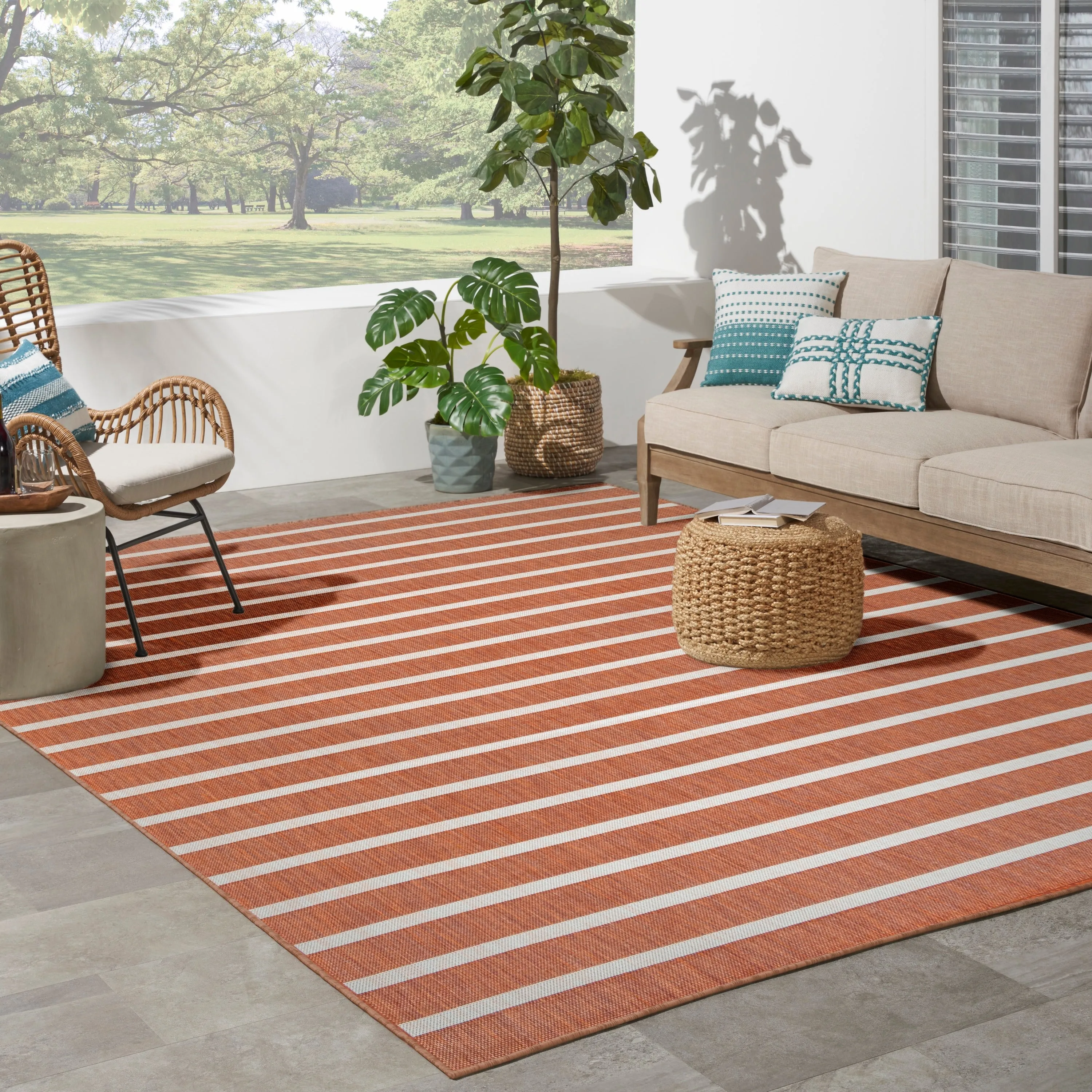Nourison Positano Indoor/Outdoor Striped Area Rug