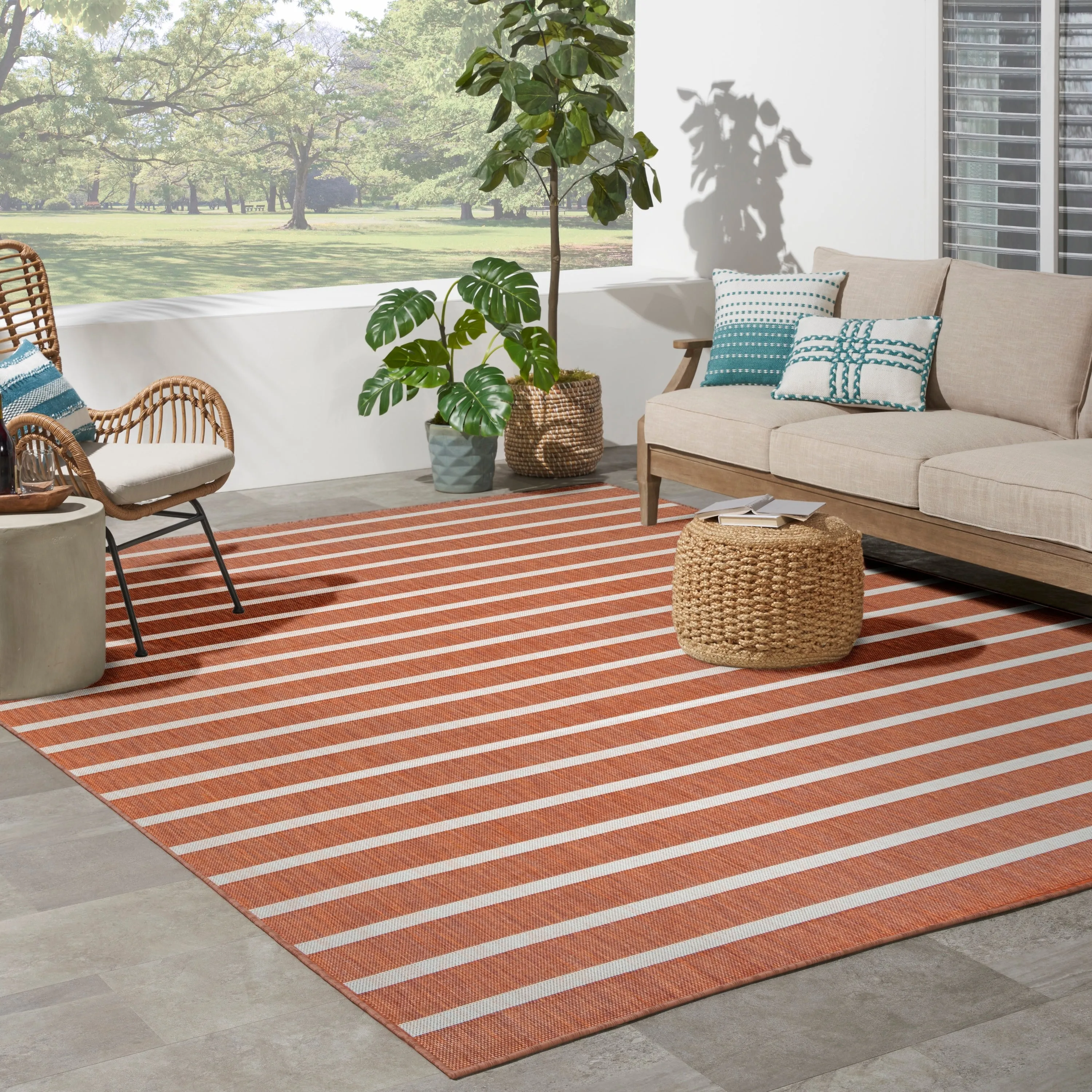 Nourison Positano Indoor/Outdoor Striped Area Rug