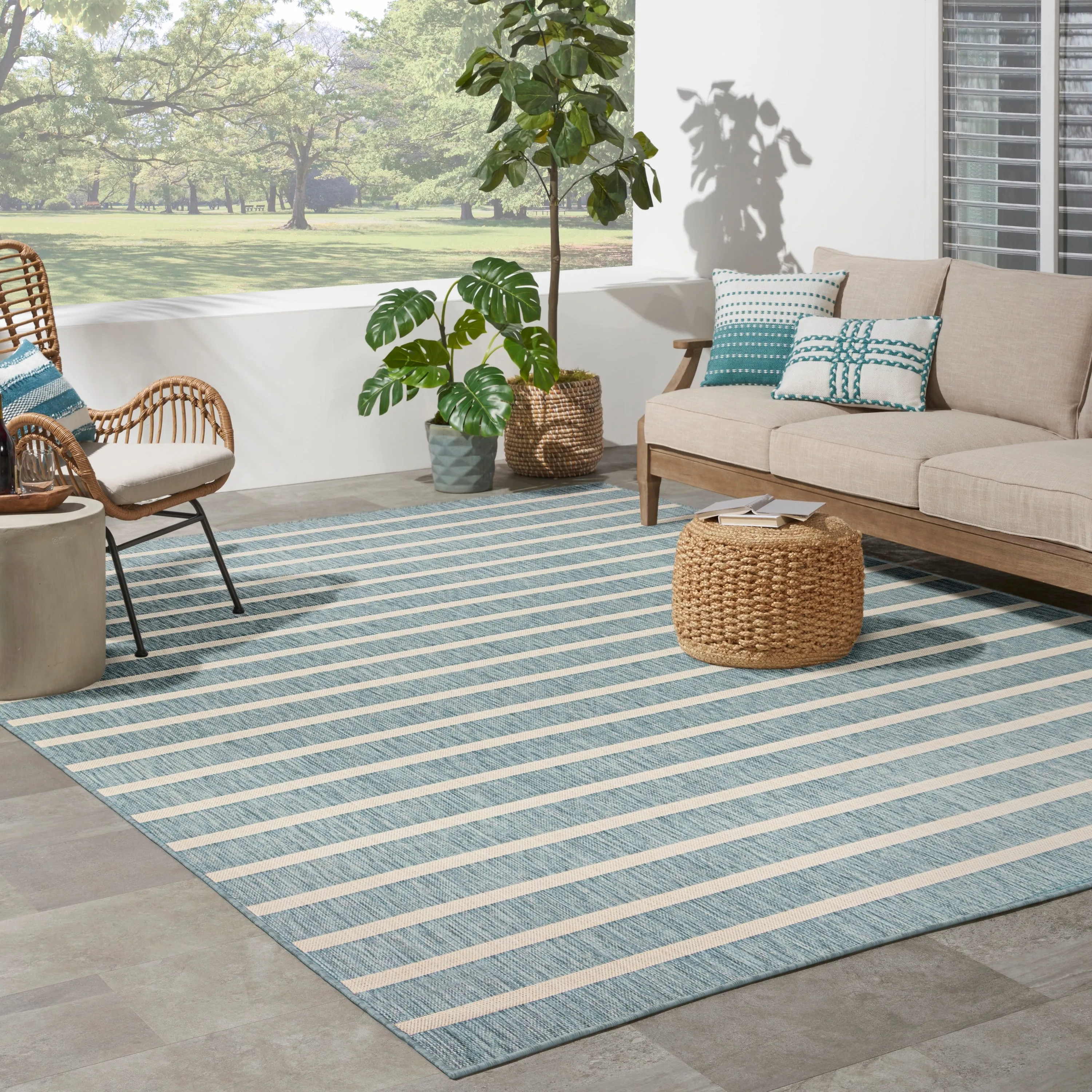 Nourison Positano Indoor/Outdoor Striped Area Rug