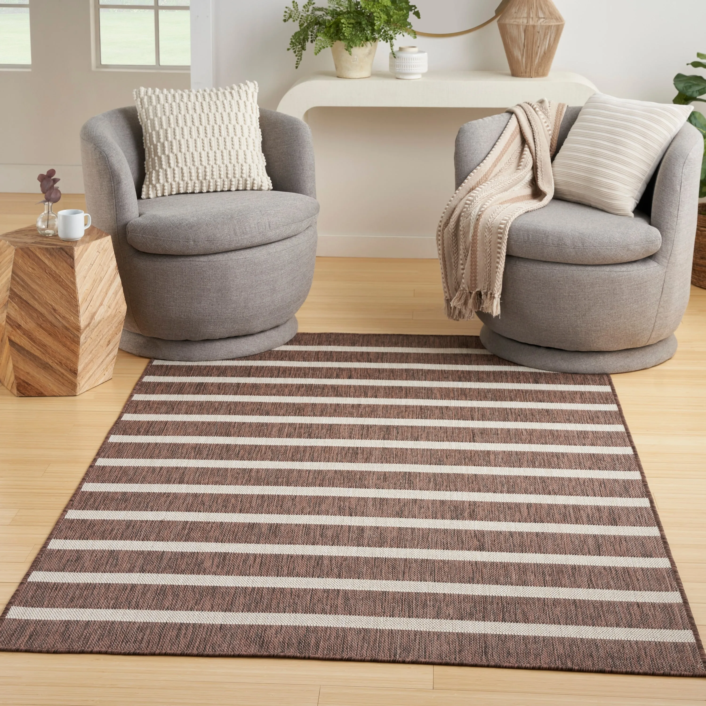 Nourison Positano Indoor/Outdoor Striped Area Rug