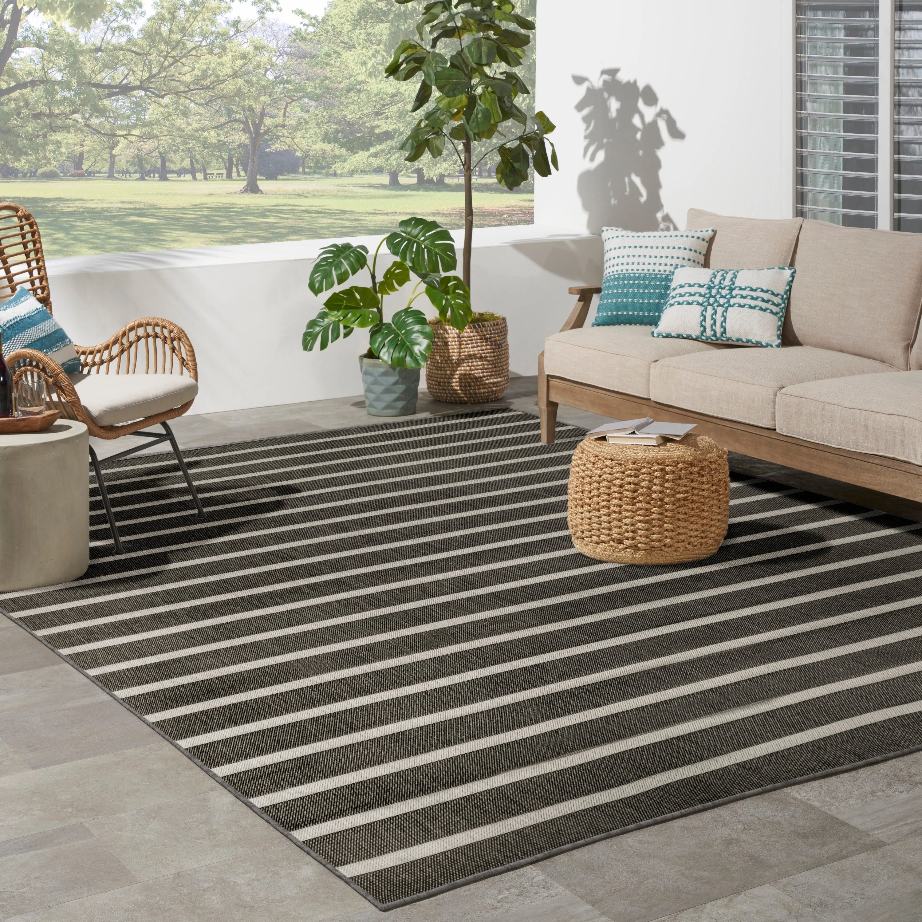 Nourison Positano Indoor/Outdoor Striped Area Rug