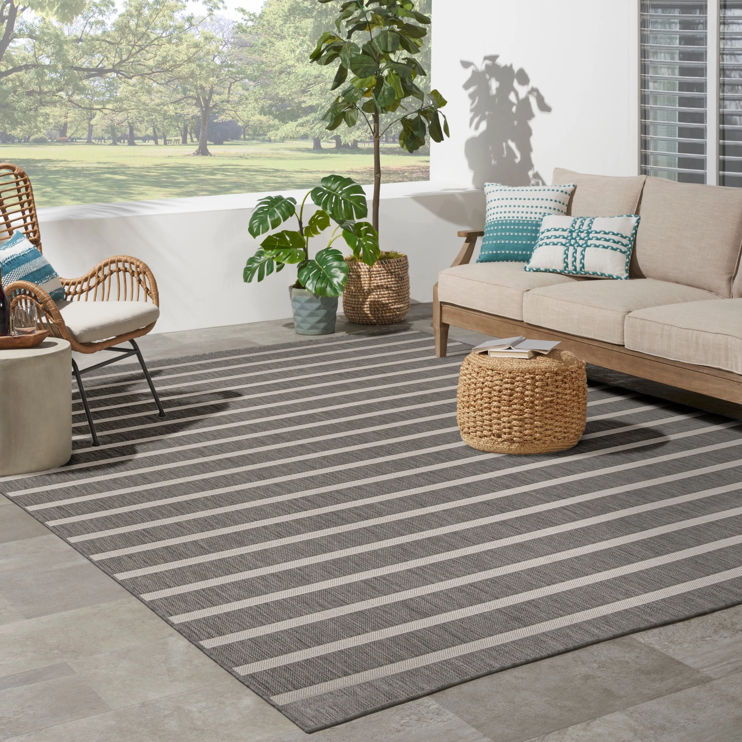 Nourison Positano Indoor/Outdoor Striped Area Rug