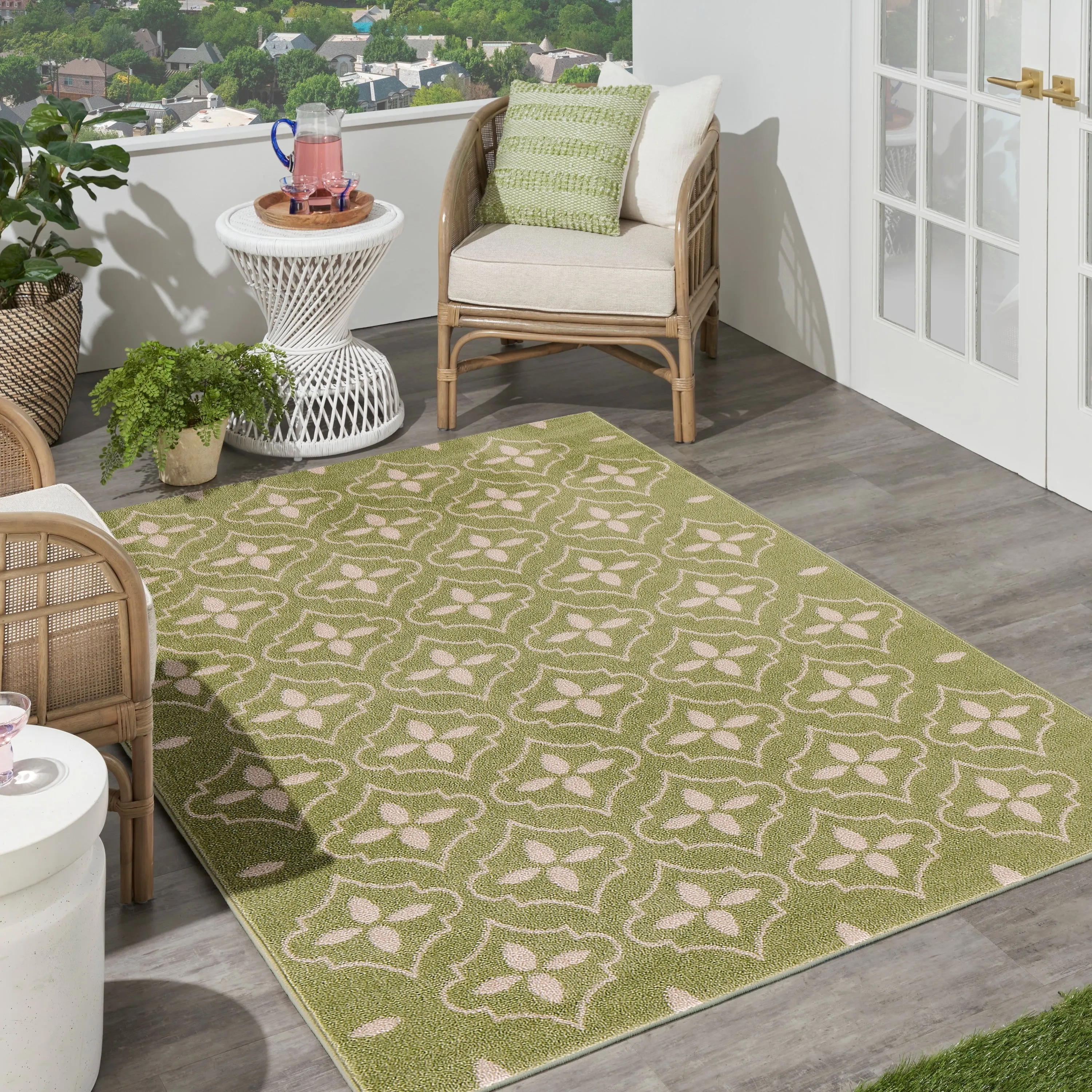 Nourison Sandy Indoor / Outdoor Blue Moroccan Area Rug