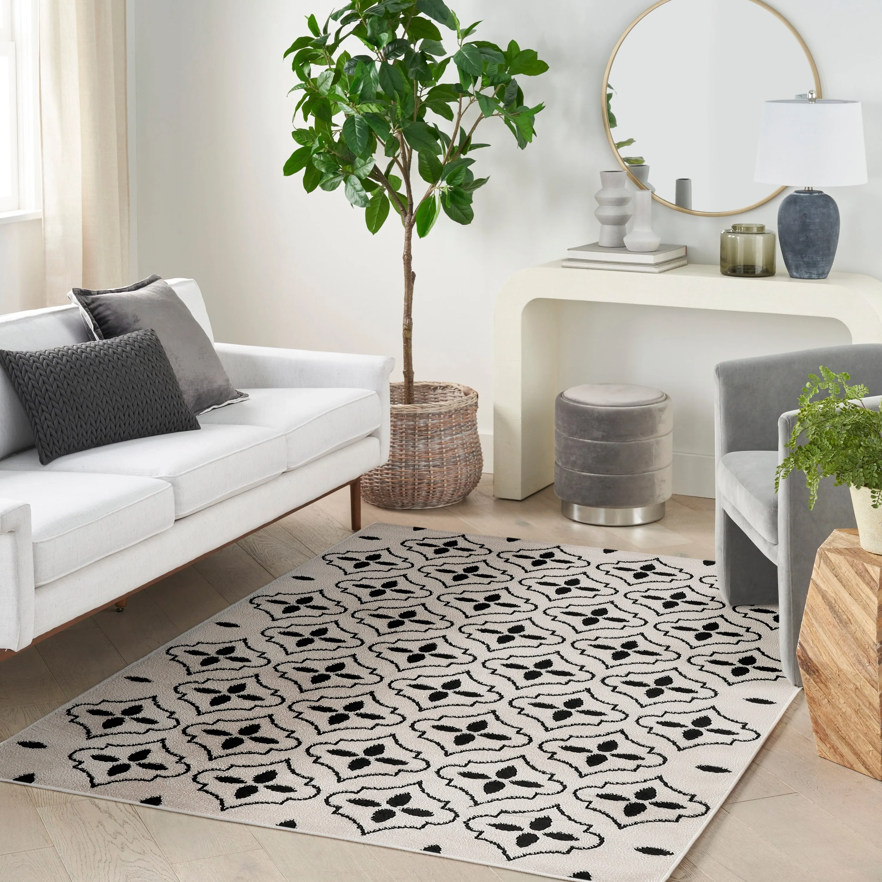 Nourison Sandy Indoor / Outdoor Blue Moroccan Area Rug
