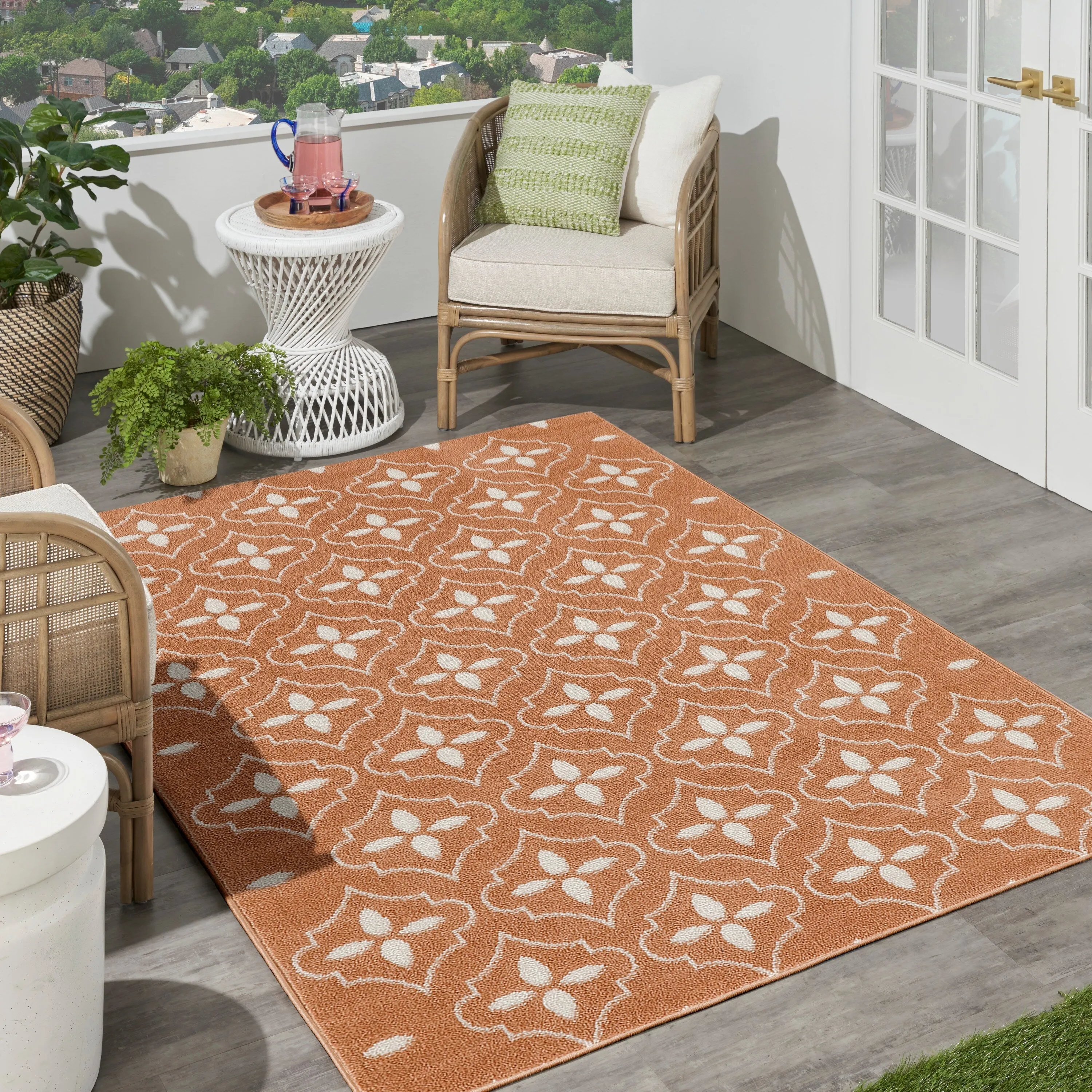 Nourison Sandy Indoor / Outdoor Blue Moroccan Area Rug