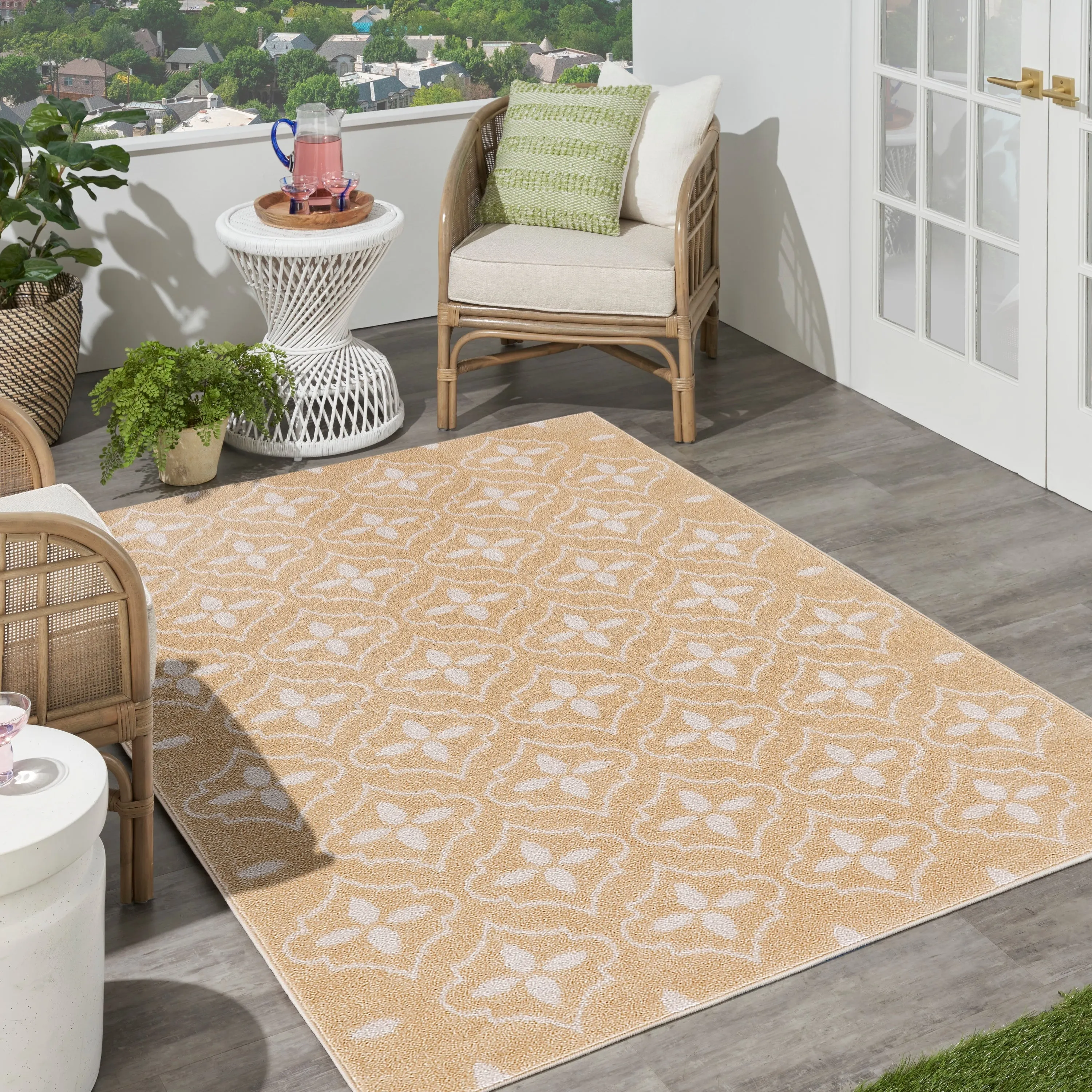 Nourison Sandy Indoor / Outdoor Blue Moroccan Area Rug
