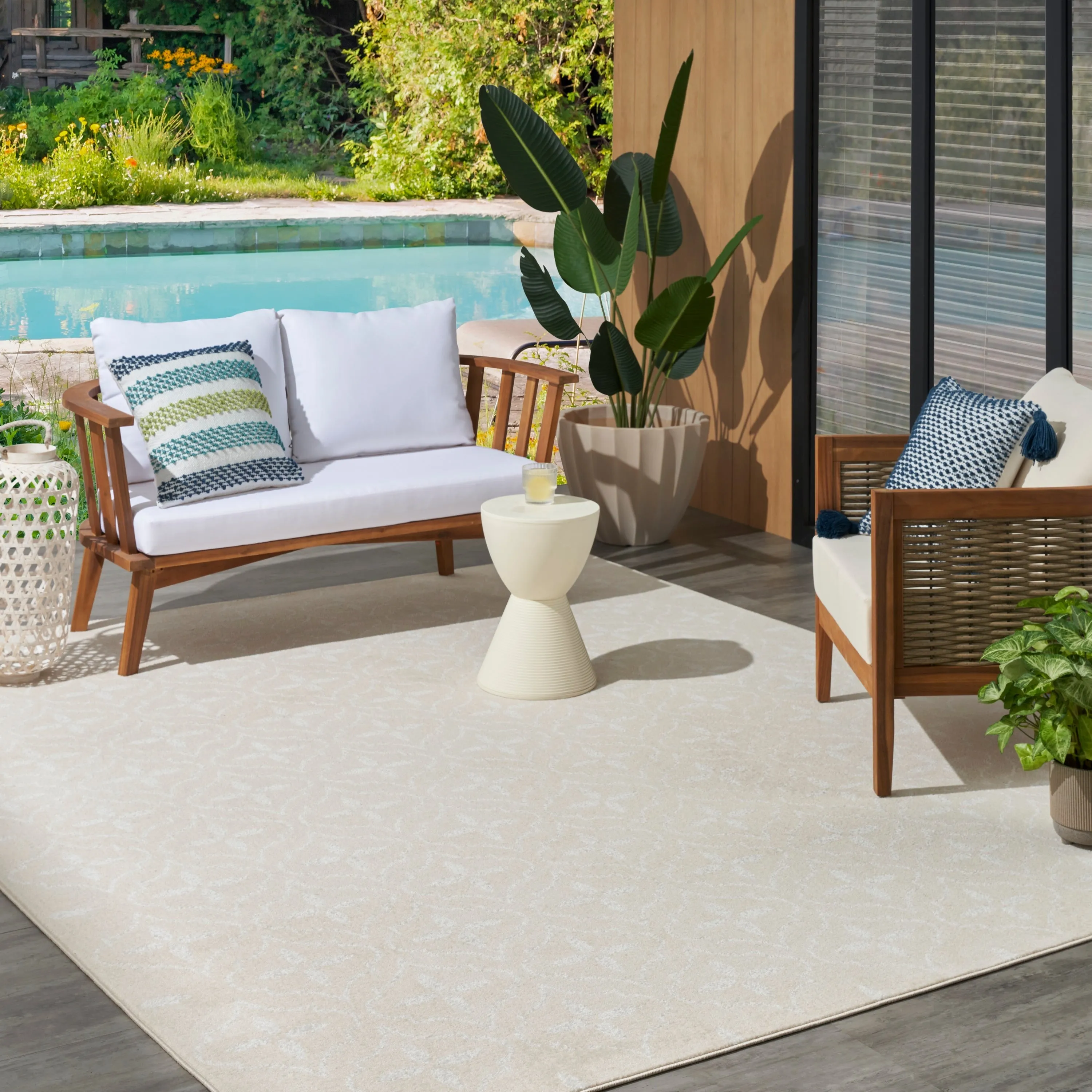 Nourison Sandy Indoor / Outdoor Blue Moroccan Area Rug
