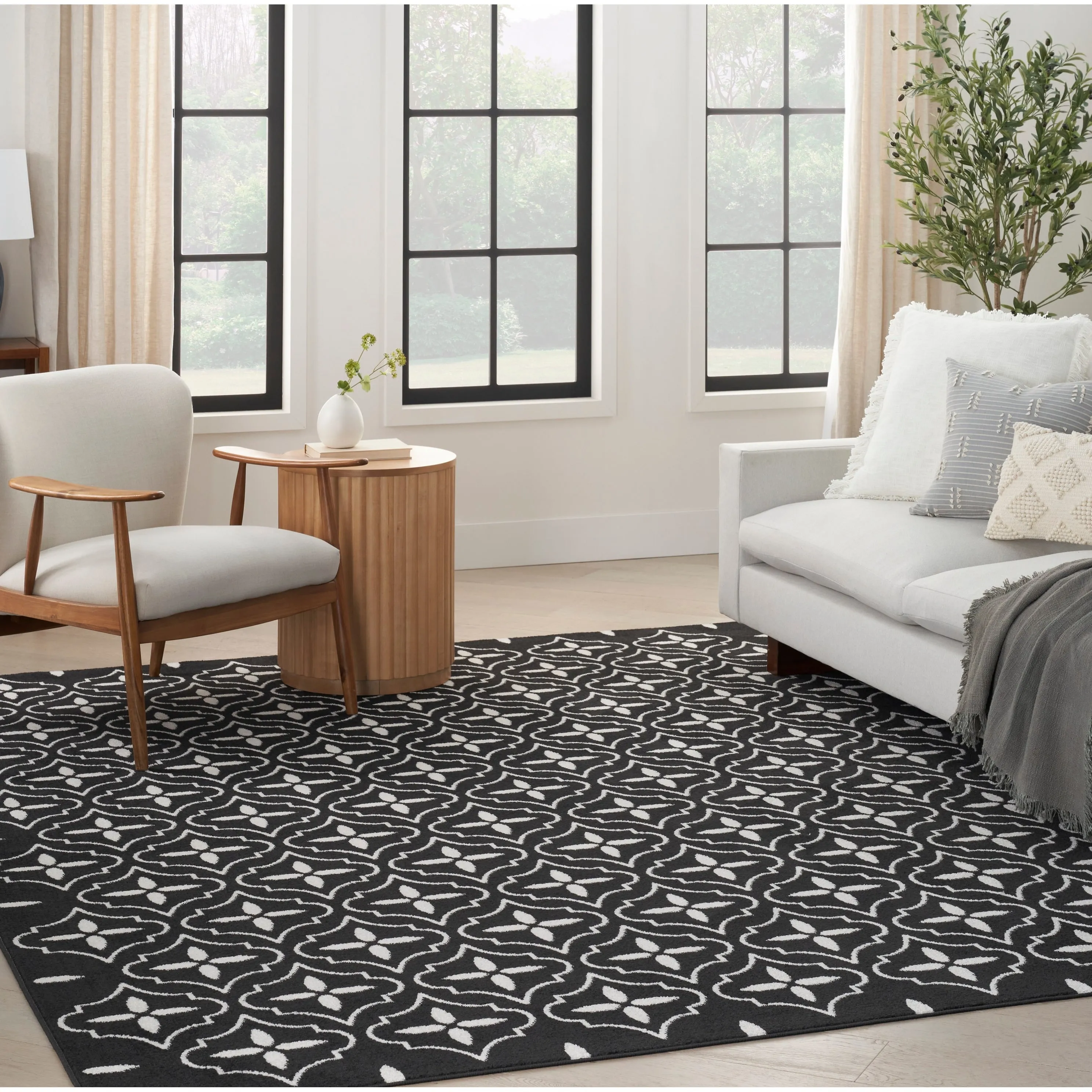 Nourison Sandy Indoor / Outdoor Blue Moroccan Area Rug