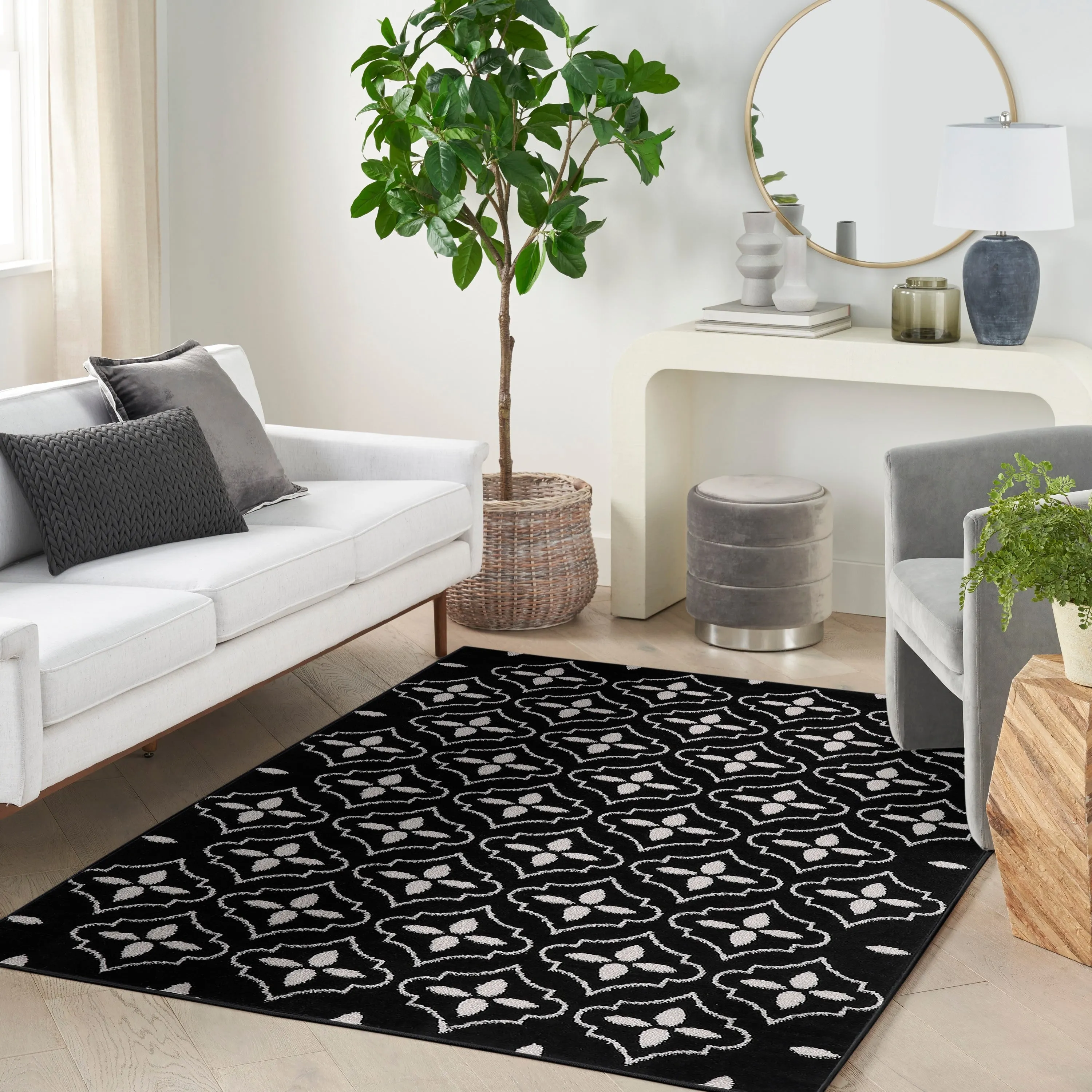 Nourison Sandy Indoor / Outdoor Blue Moroccan Area Rug