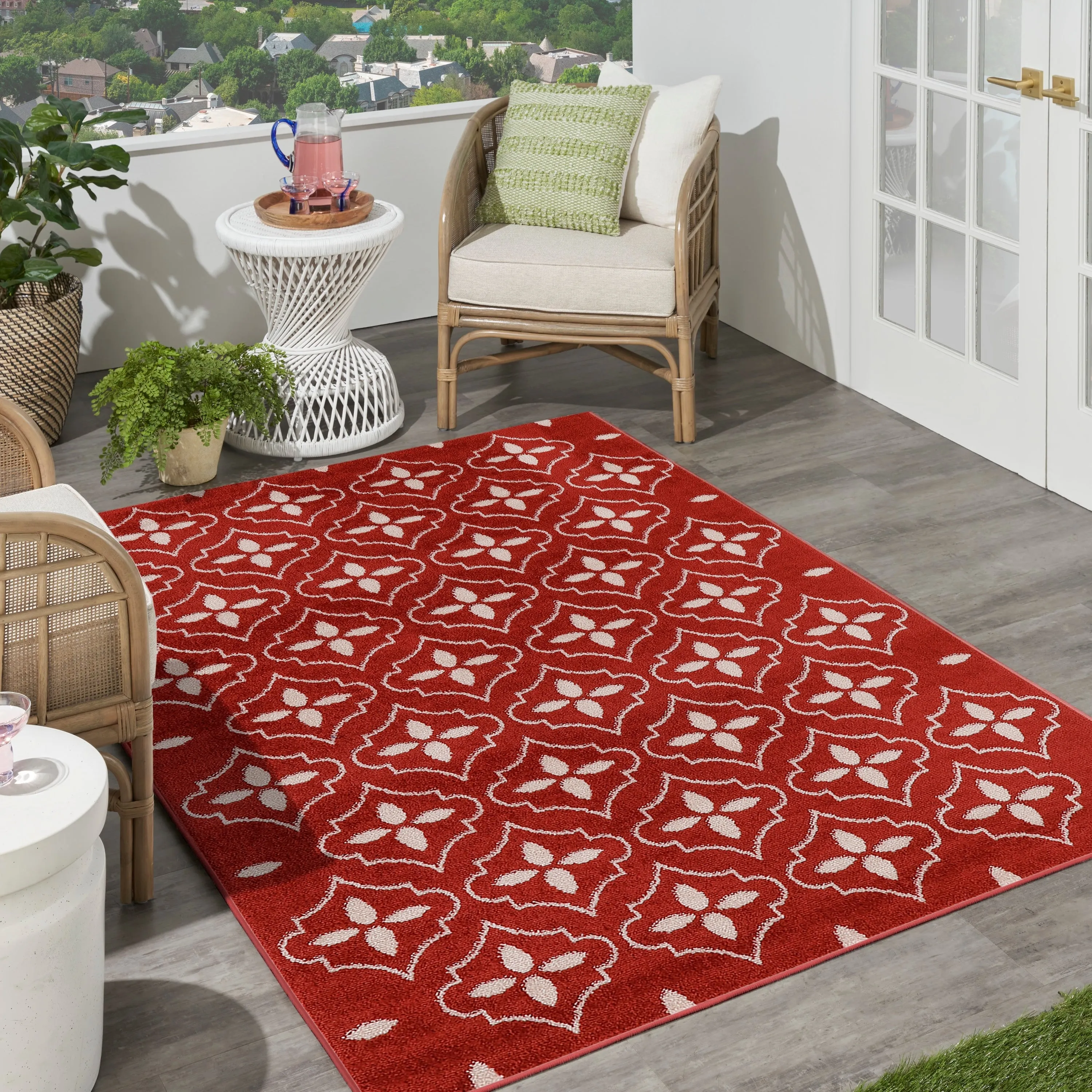 Nourison Sandy Indoor / Outdoor Blue Moroccan Area Rug