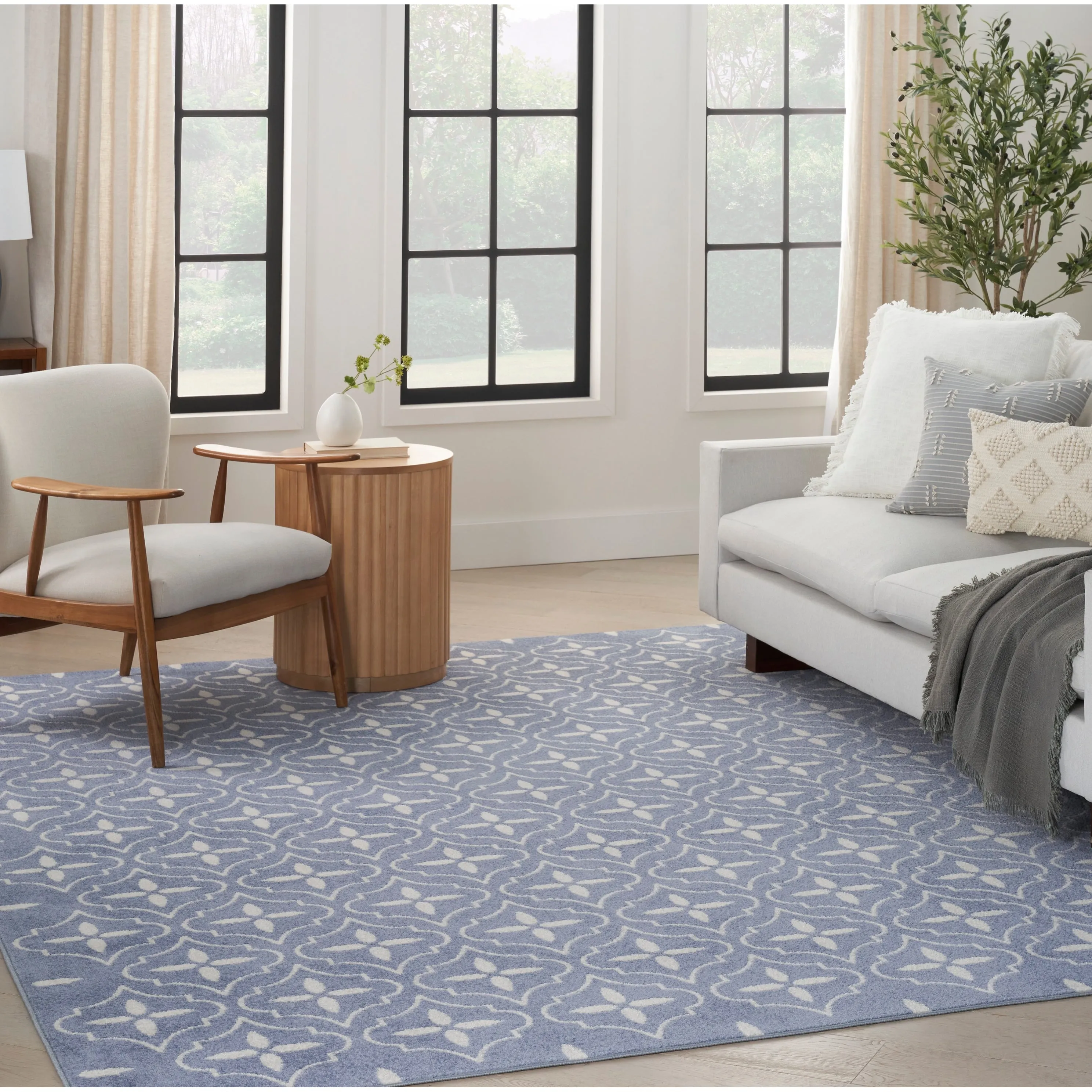 Nourison Sandy Indoor / Outdoor Blue Moroccan Area Rug