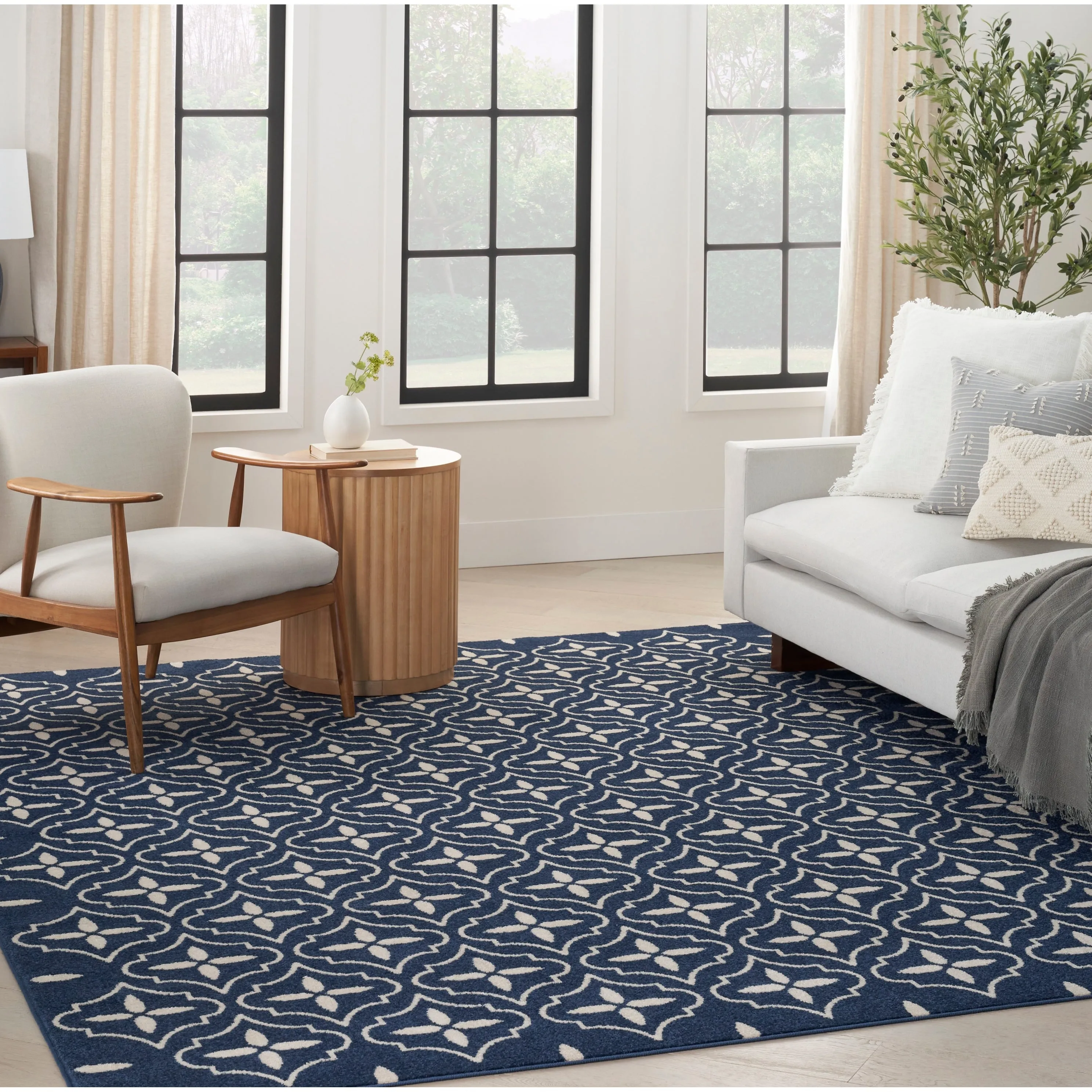 Nourison Sandy Indoor / Outdoor Blue Moroccan Area Rug