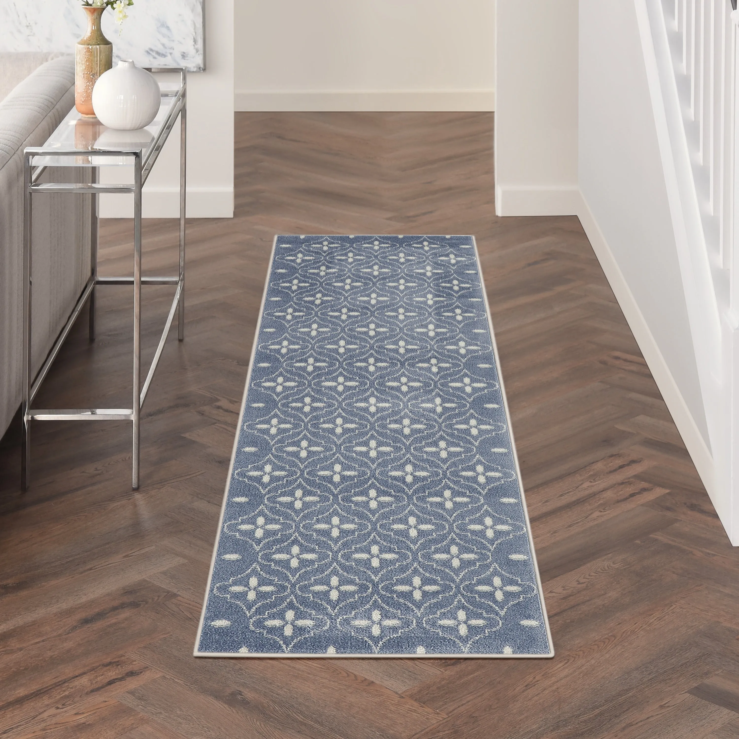 Nourison Sandy Indoor / Outdoor Blue Moroccan Area Rug