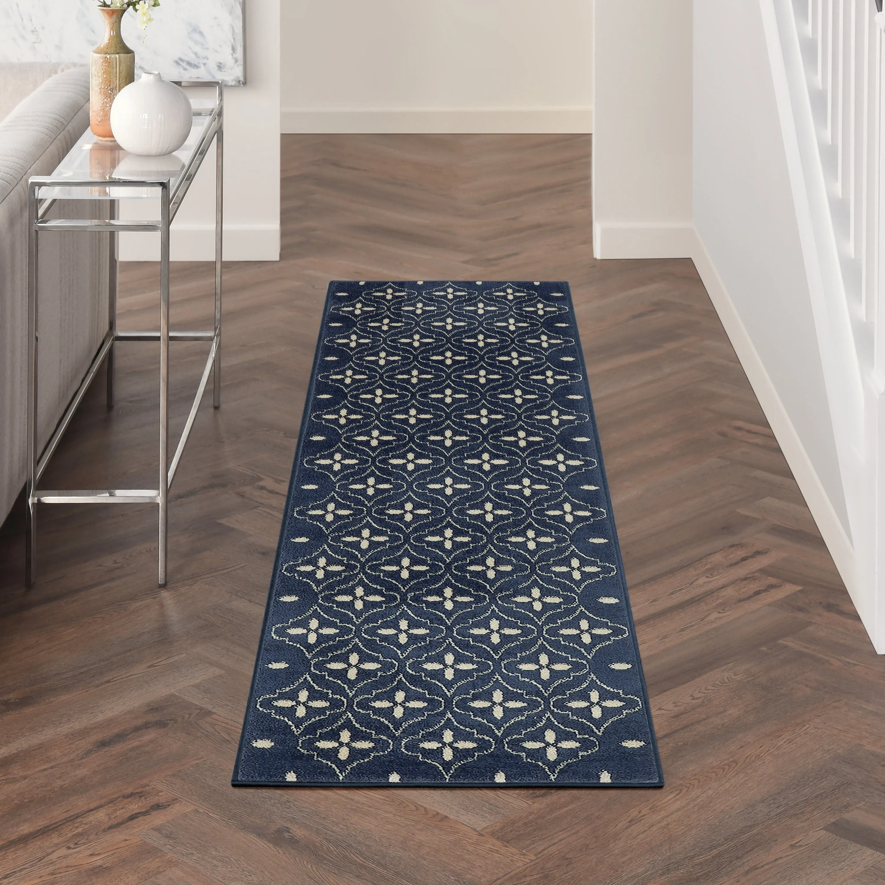 Nourison Sandy Indoor / Outdoor Blue Moroccan Area Rug