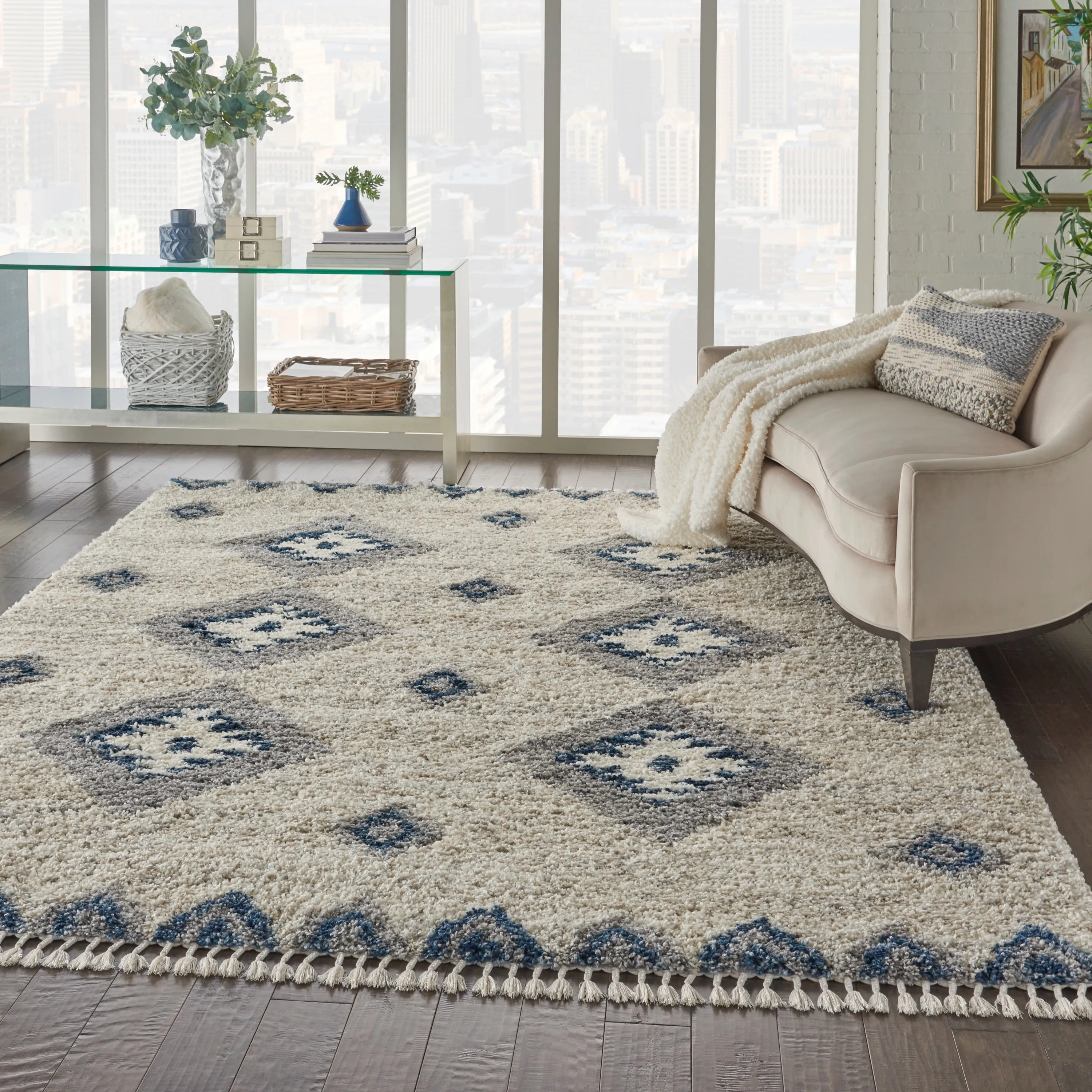 Nourison Scandinavian Geometric Shag Area Rug