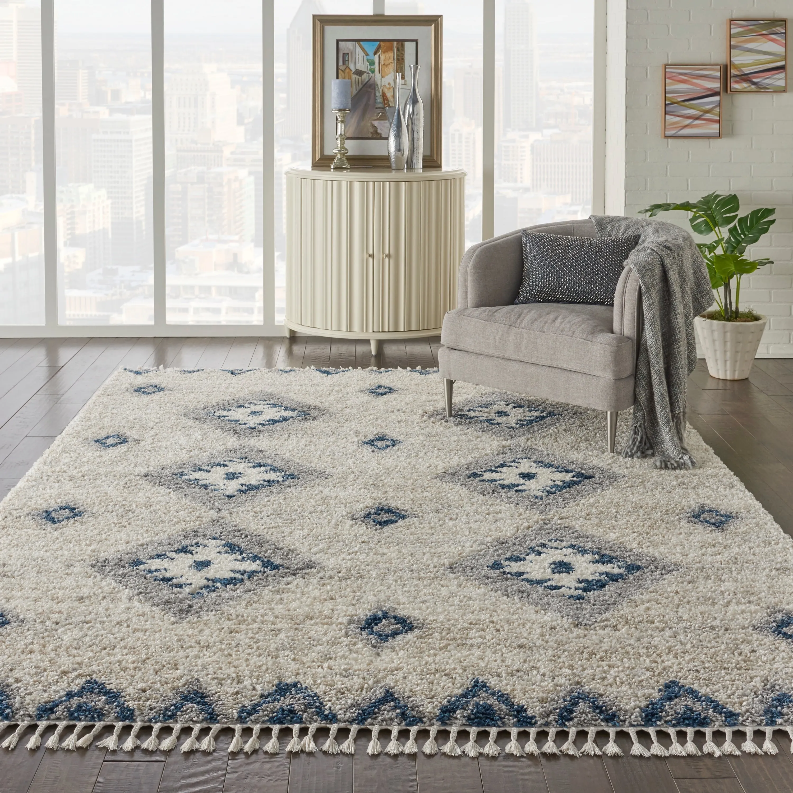 Nourison Scandinavian Geometric Shag Area Rug