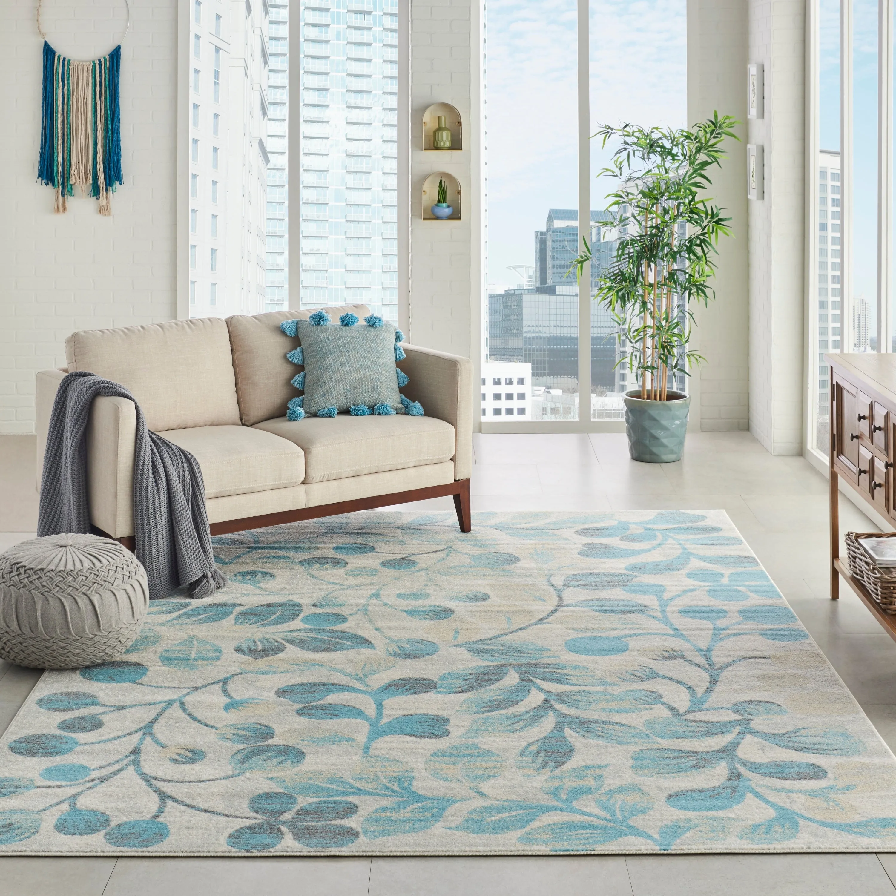 Nourison Tranquil Abstract Floral Leaves Botanical Area Rug