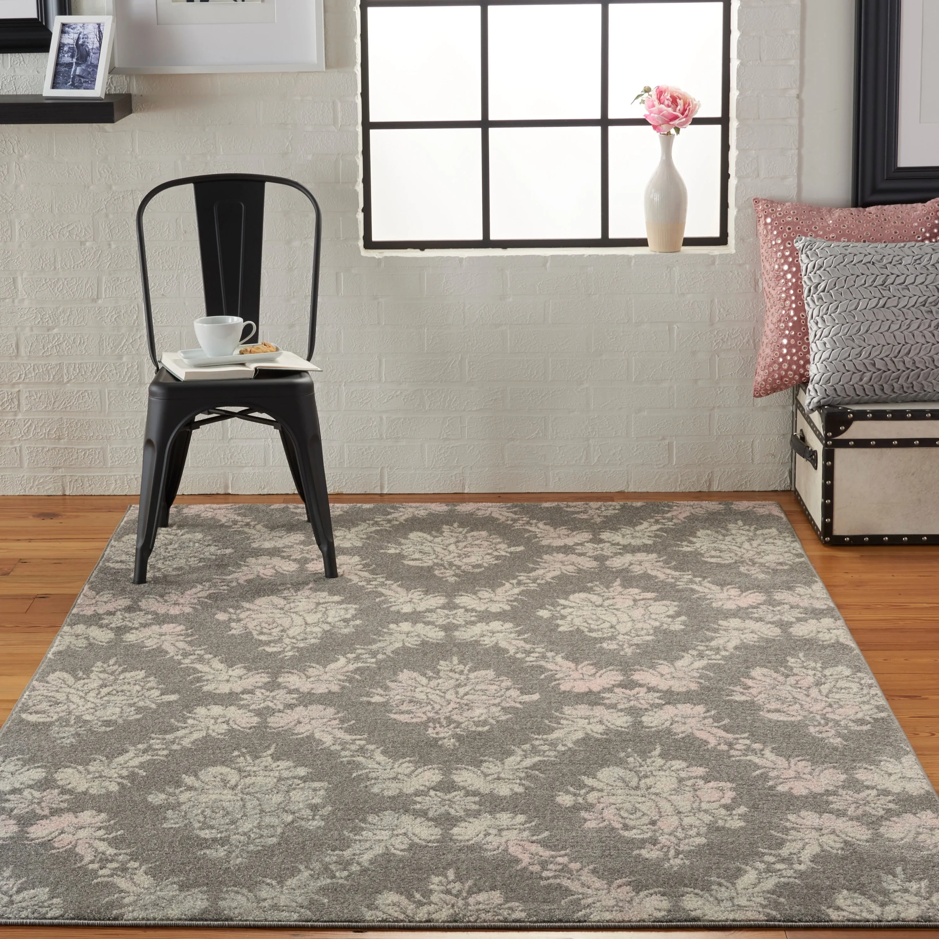 Nourison Tranquil French Country Floral Damask Area Rug