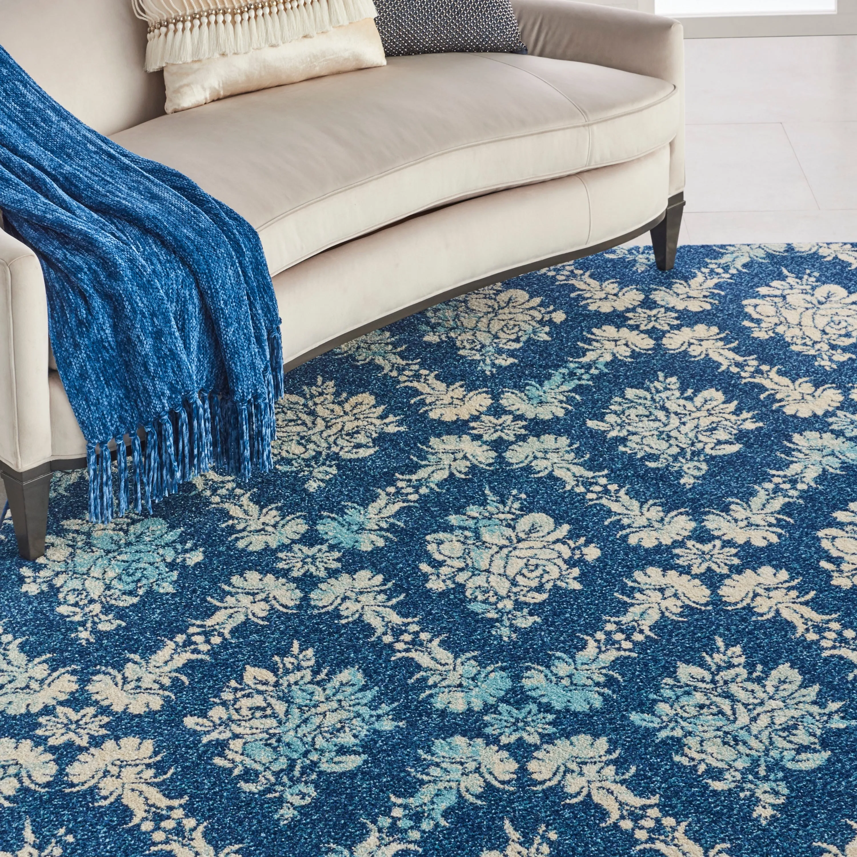 Nourison Tranquil French Country Floral Damask Area Rug