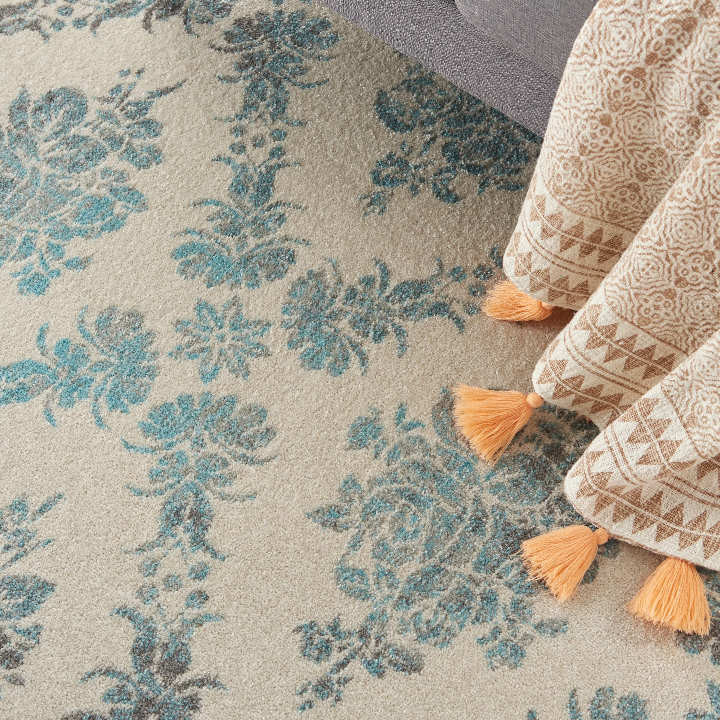 Nourison Tranquil French Country Floral Damask Area Rug