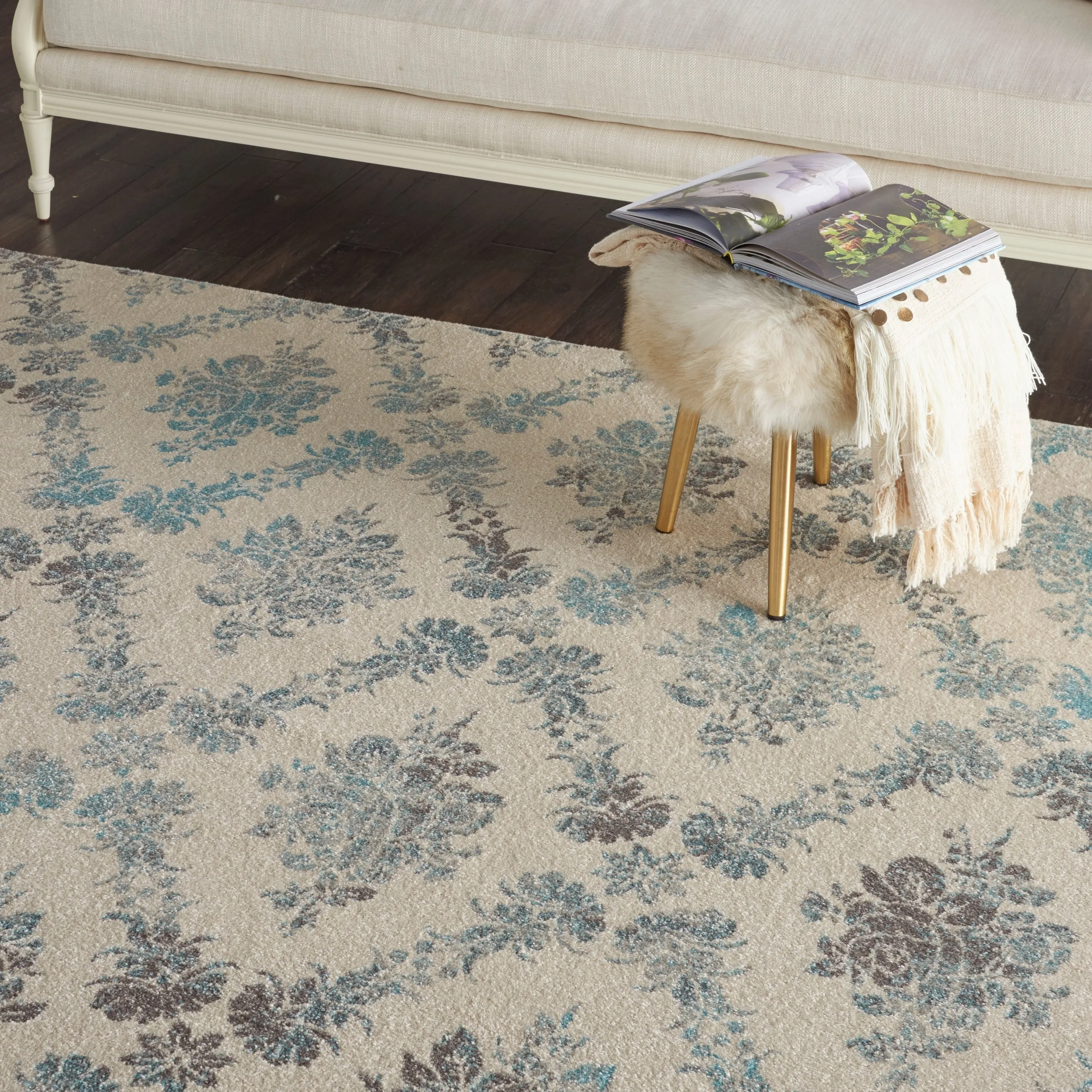 Nourison Tranquil French Country Floral Damask Area Rug