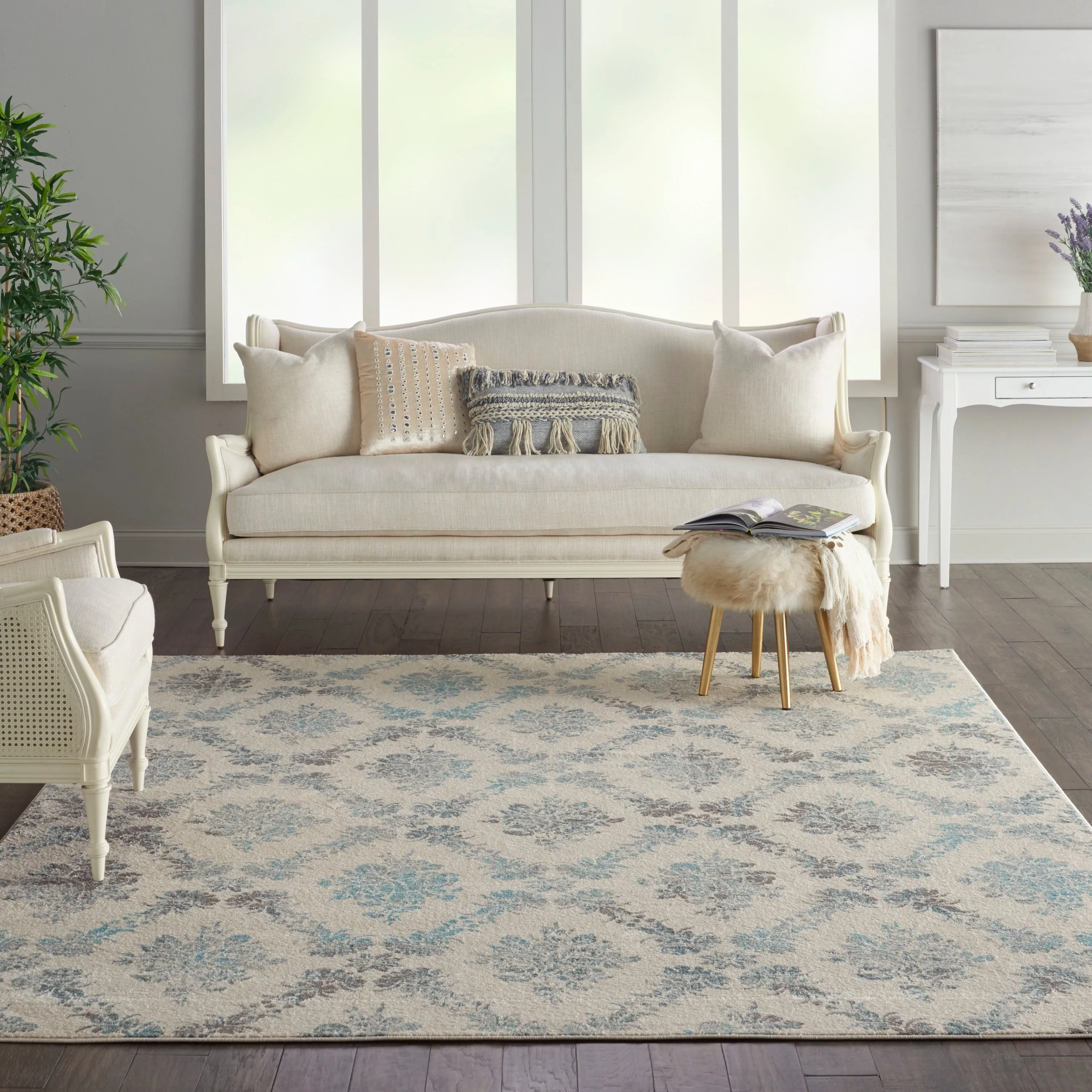 Nourison Tranquil French Country Floral Damask Area Rug