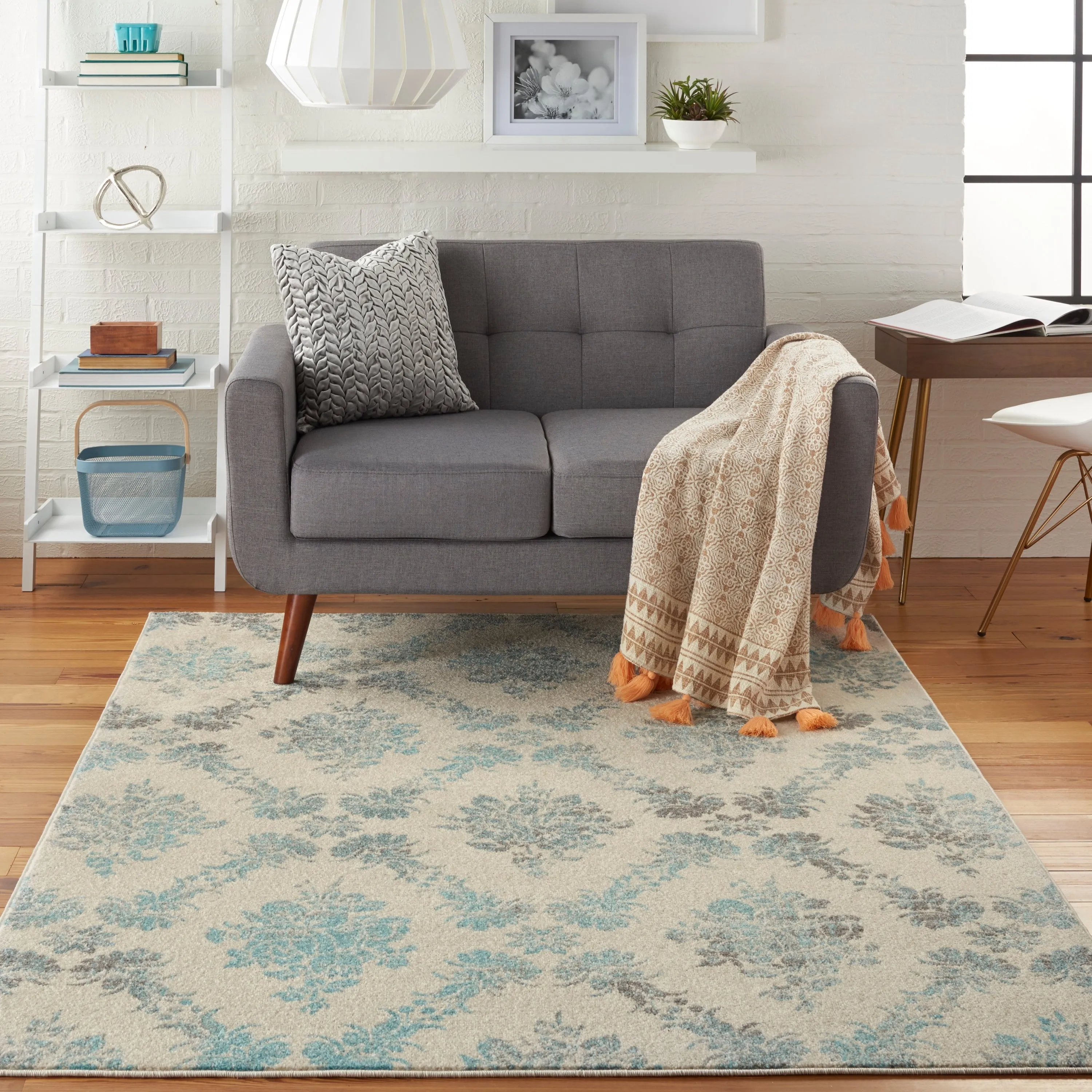 Nourison Tranquil French Country Floral Damask Area Rug