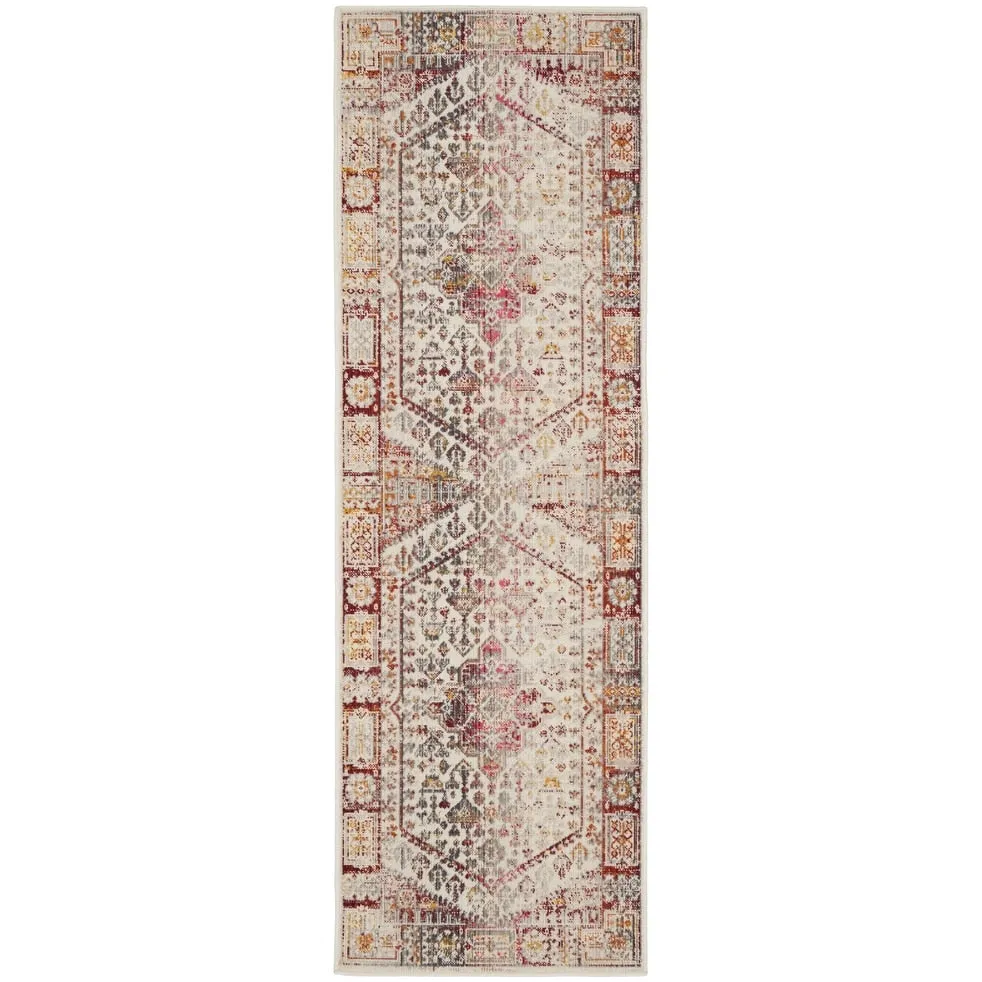 Nourison Vintage Kashan Persian Medallion Ivory Red Area Rug