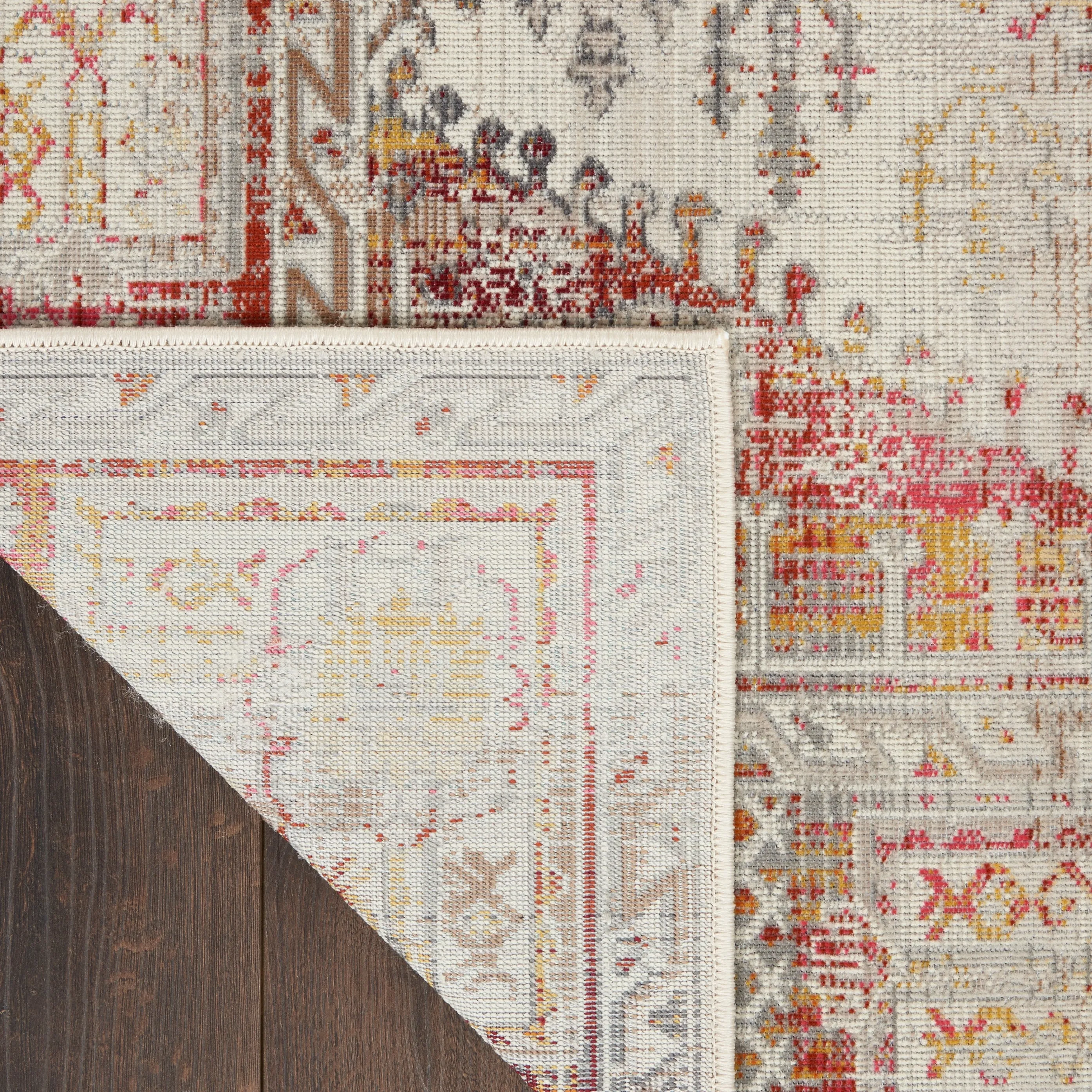 Nourison Vintage Kashan Persian Medallion Ivory Red Area Rug