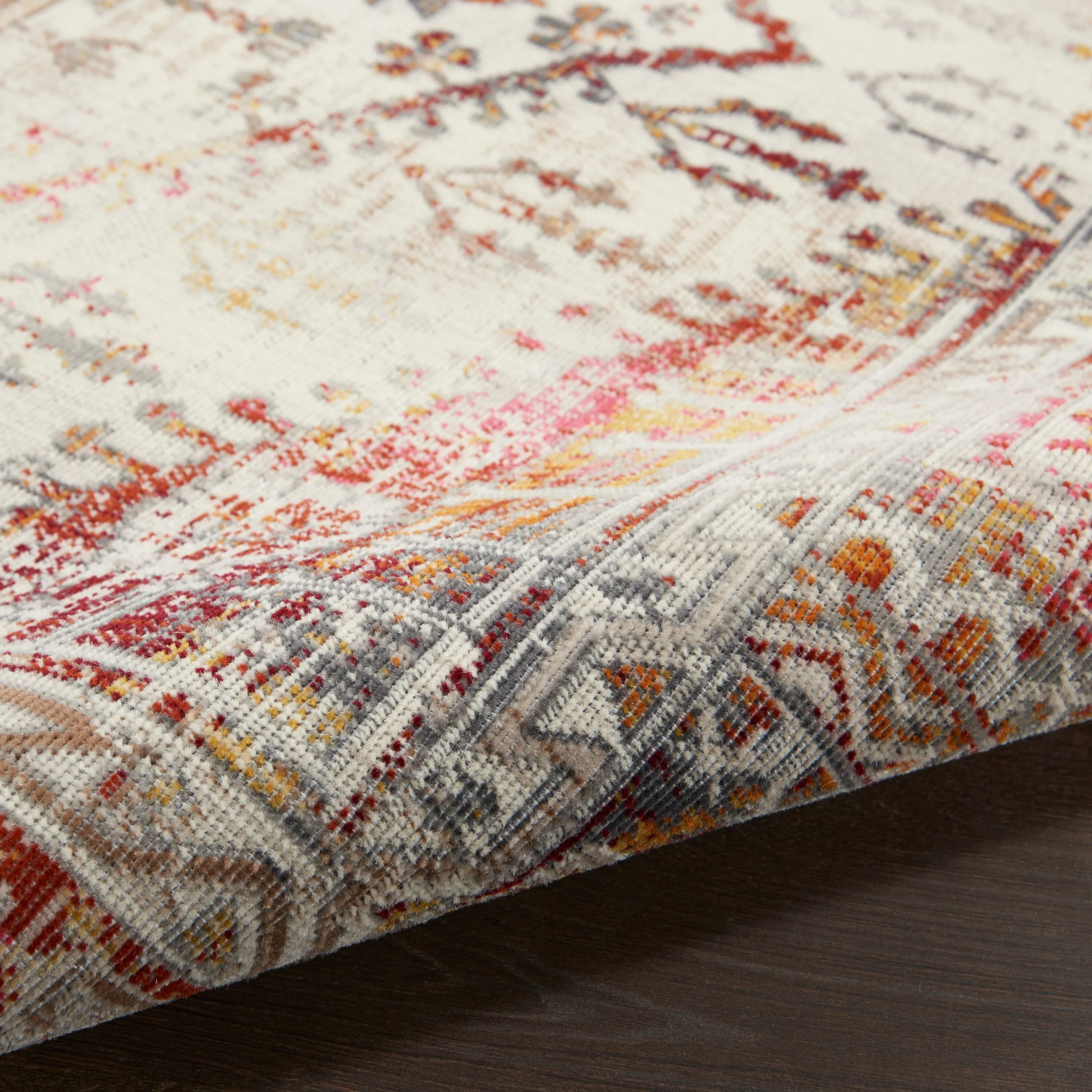 Nourison Vintage Kashan Persian Medallion Ivory Red Area Rug