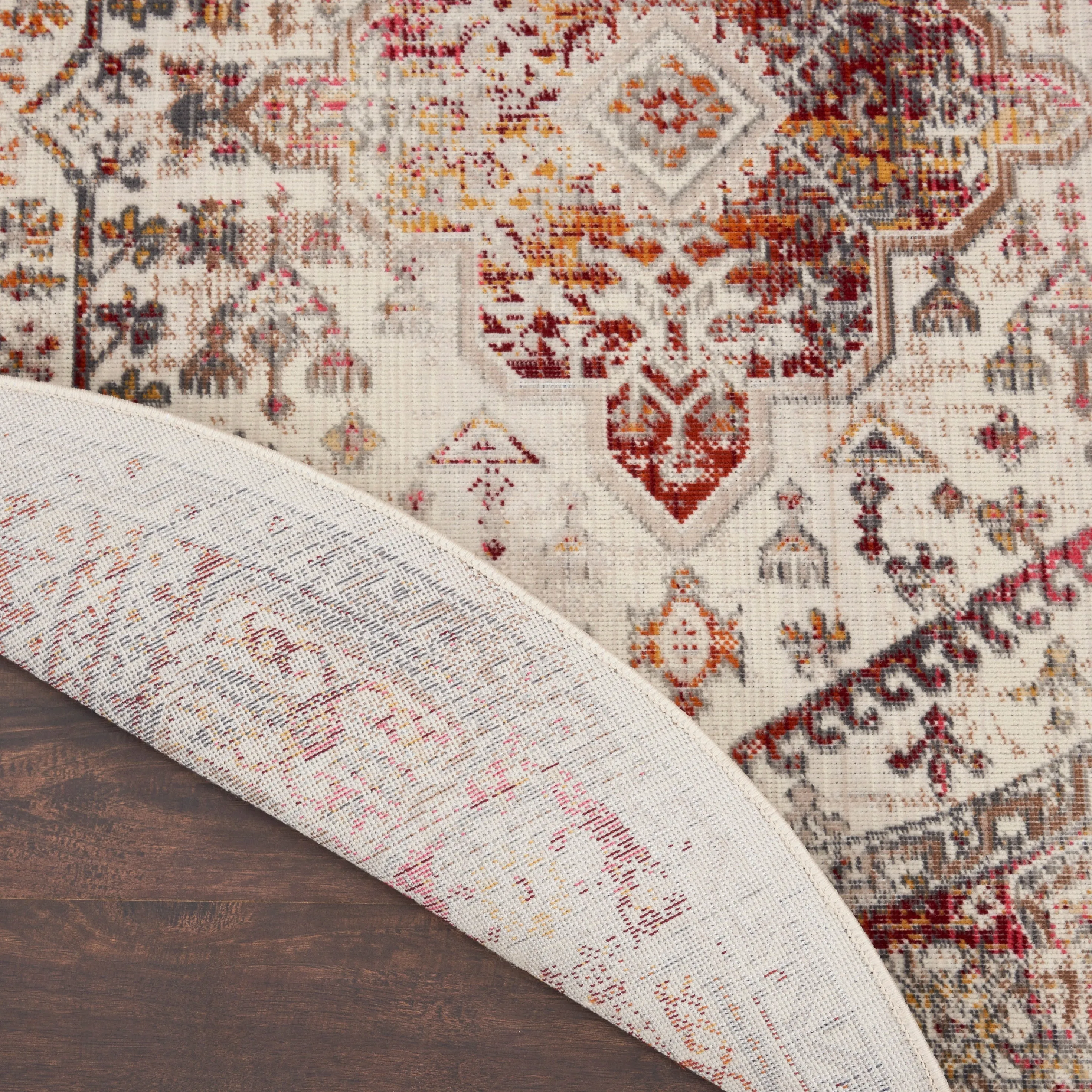 Nourison Vintage Kashan Persian Medallion Ivory Red Area Rug