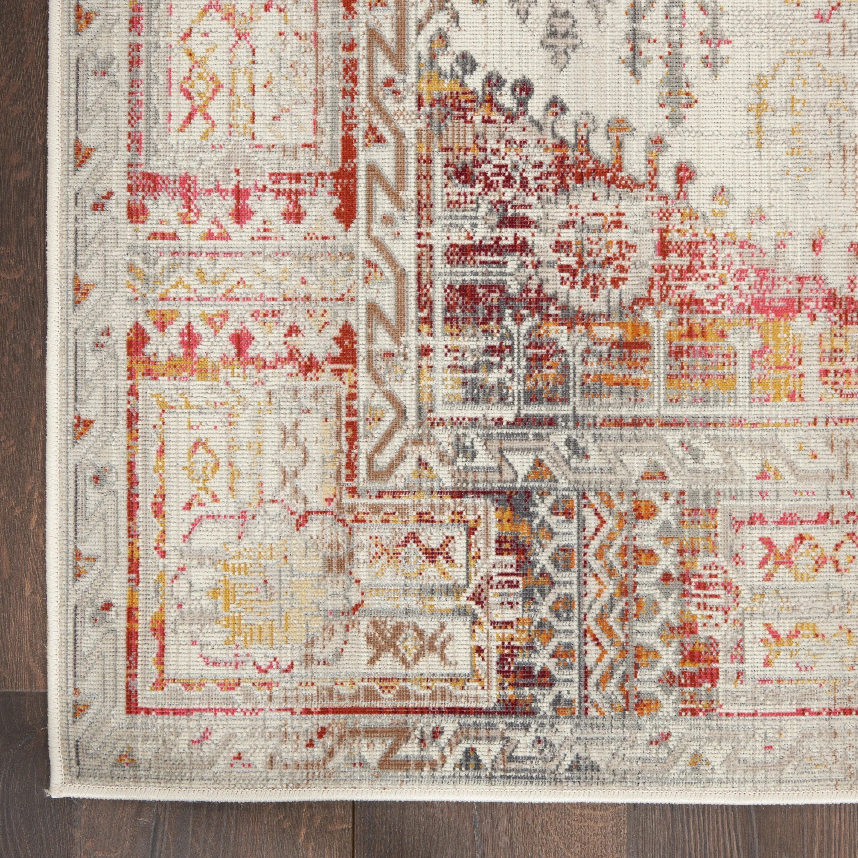 Nourison Vintage Kashan Persian Medallion Ivory Red Area Rug