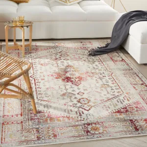 Nourison Vintage Kashan Persian Medallion Ivory Red Area Rug