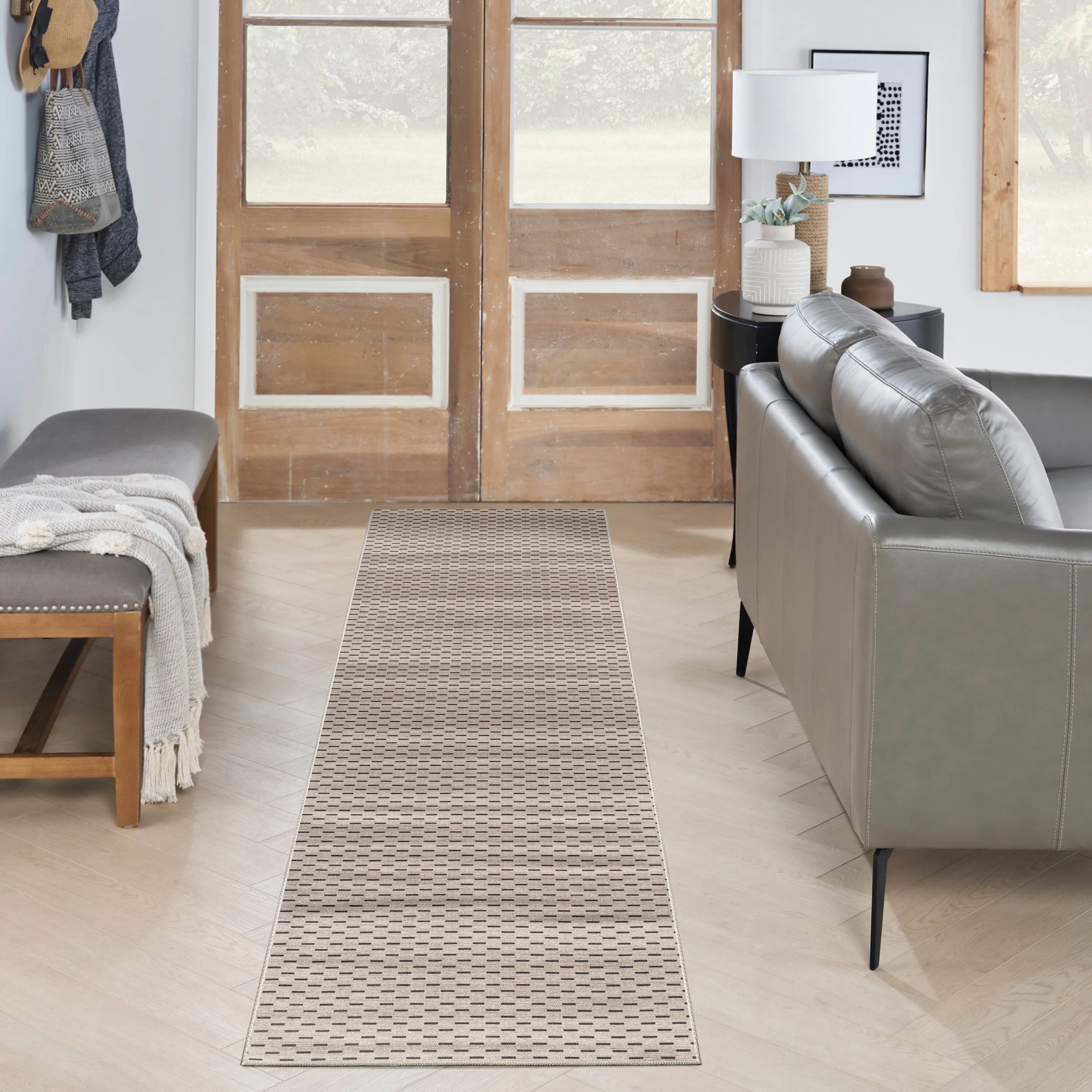 Nourison Washables Indoor Cream Geometric Area Rug