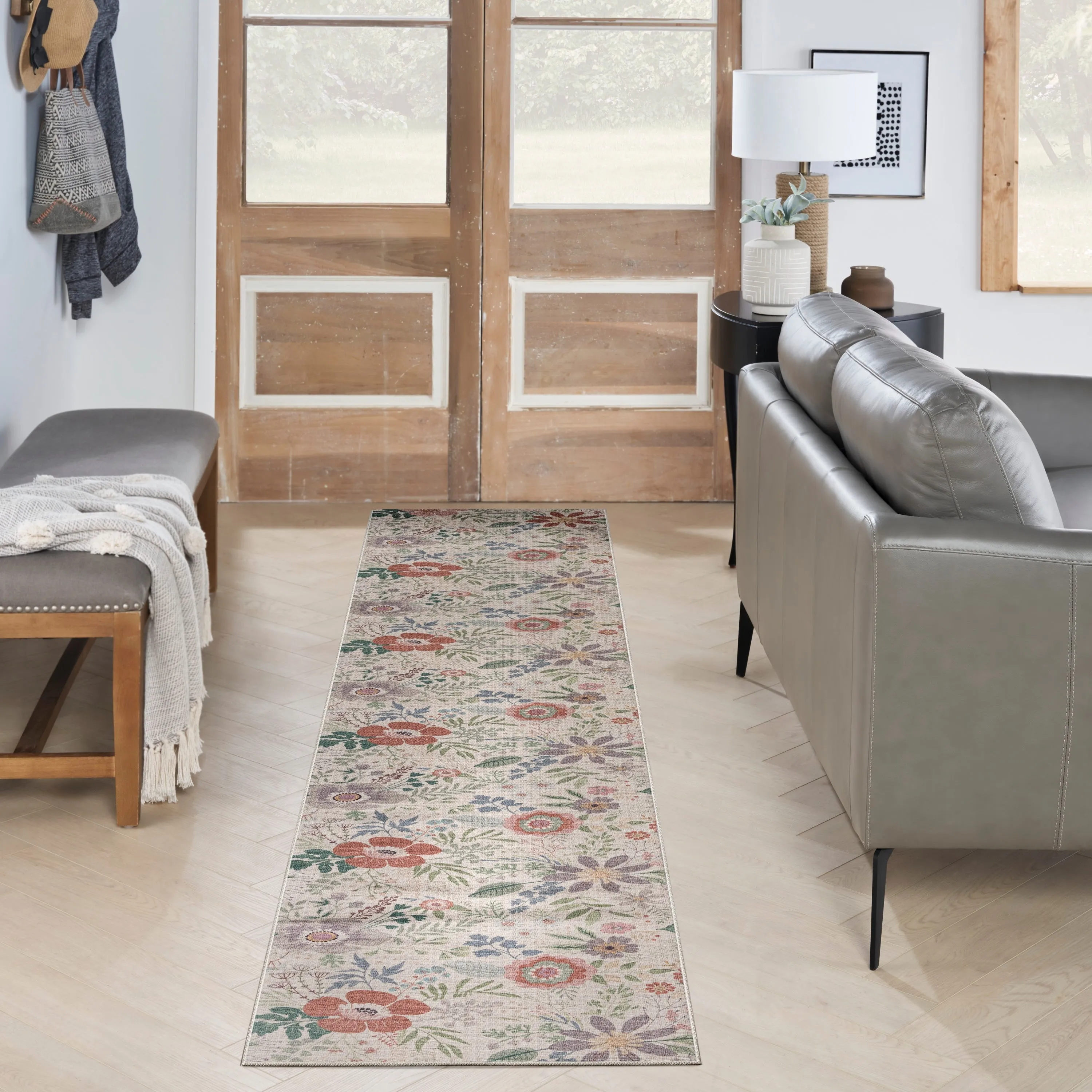 Nourison Washables Indoor Pink Floral Area Rug