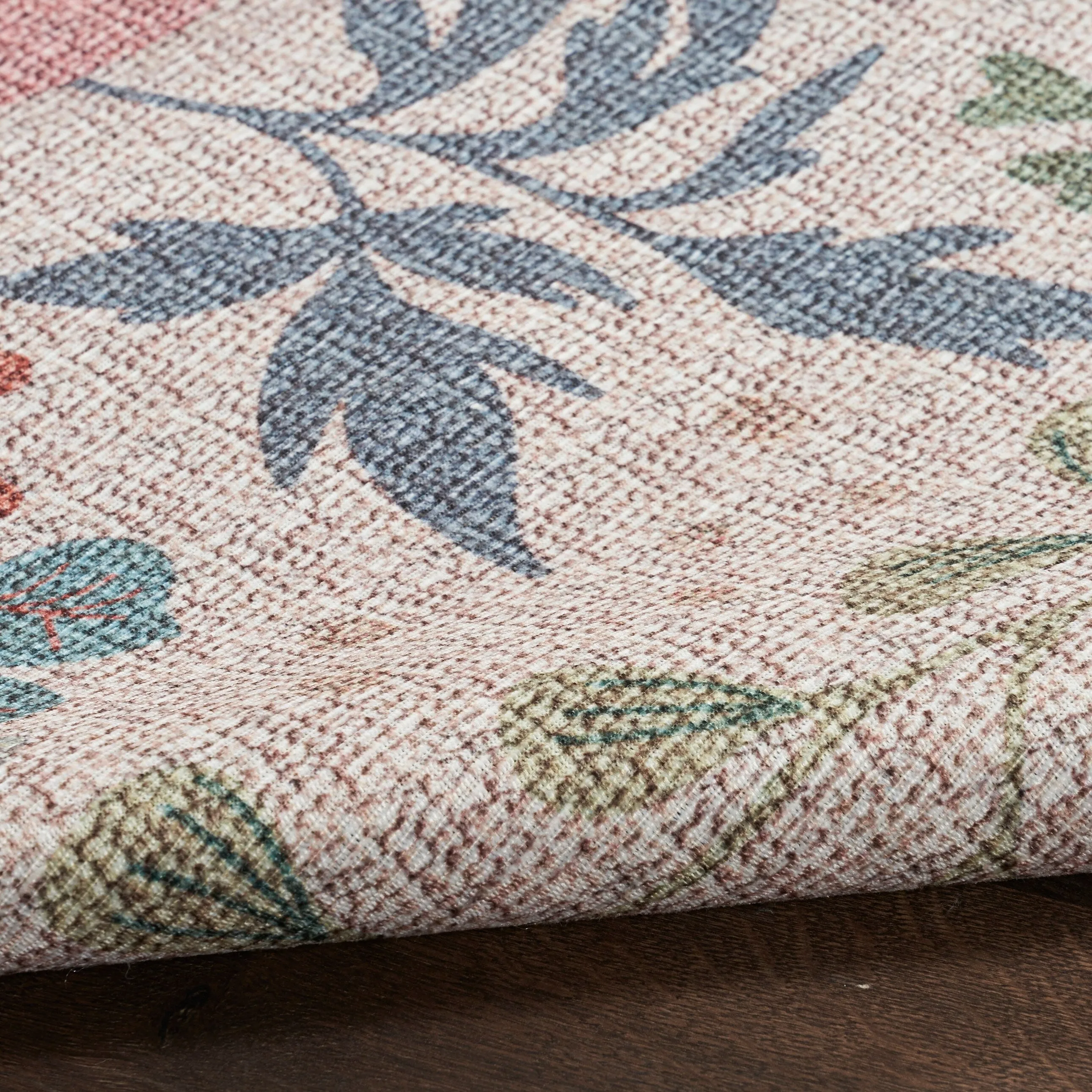 Nourison Washables Indoor Pink Floral Area Rug