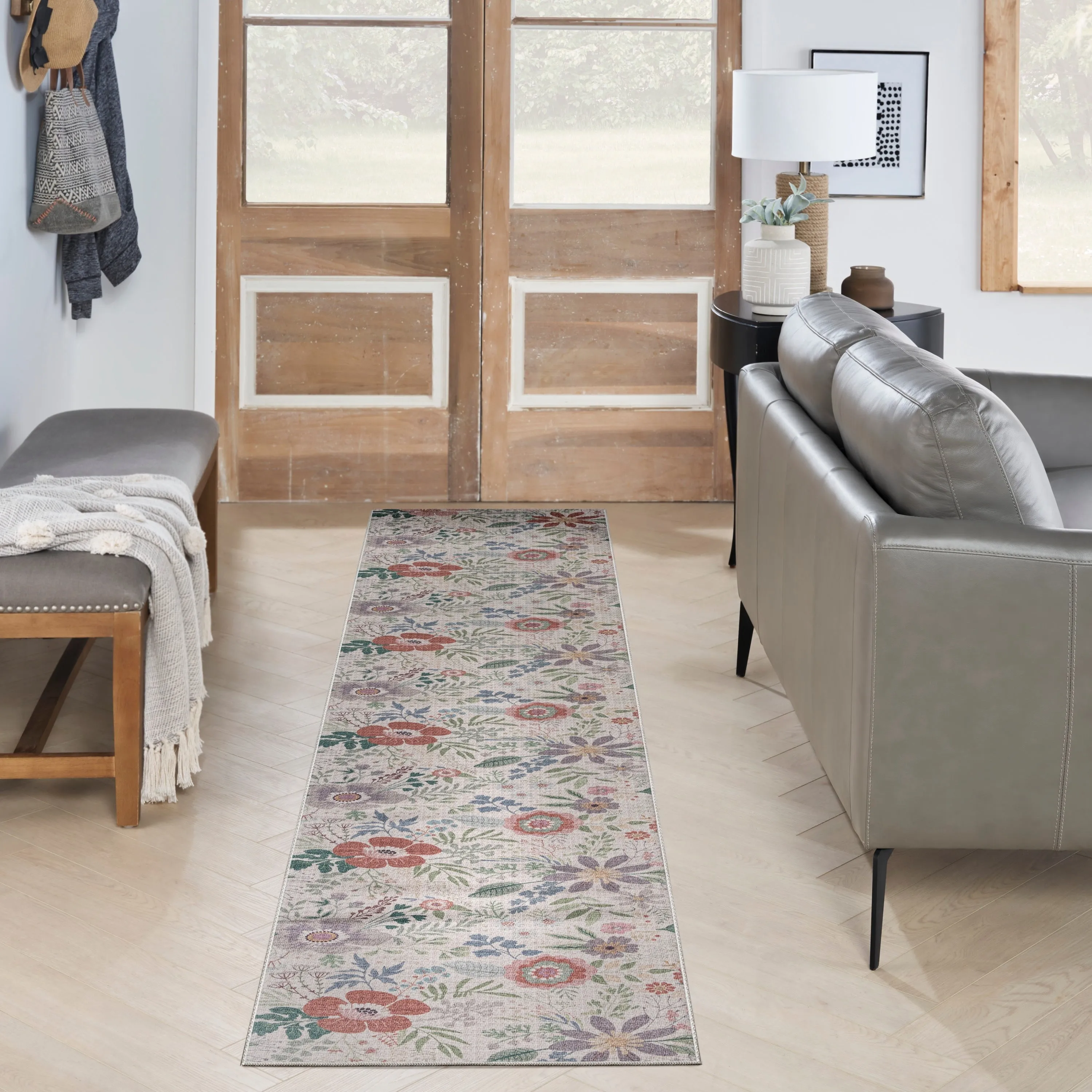 Nourison Washables Indoor Pink Floral Area Rug