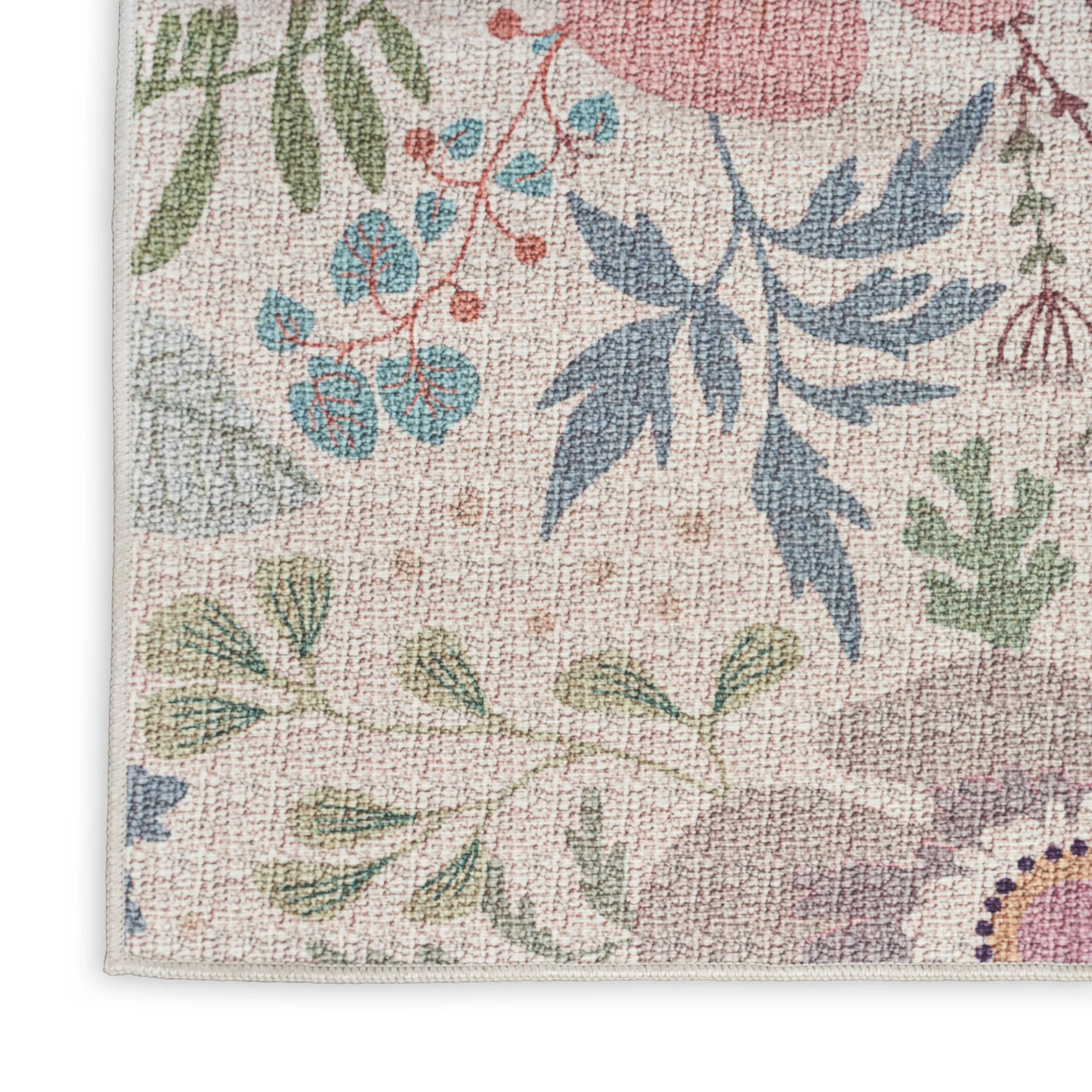 Nourison Washables Indoor Pink Floral Area Rug