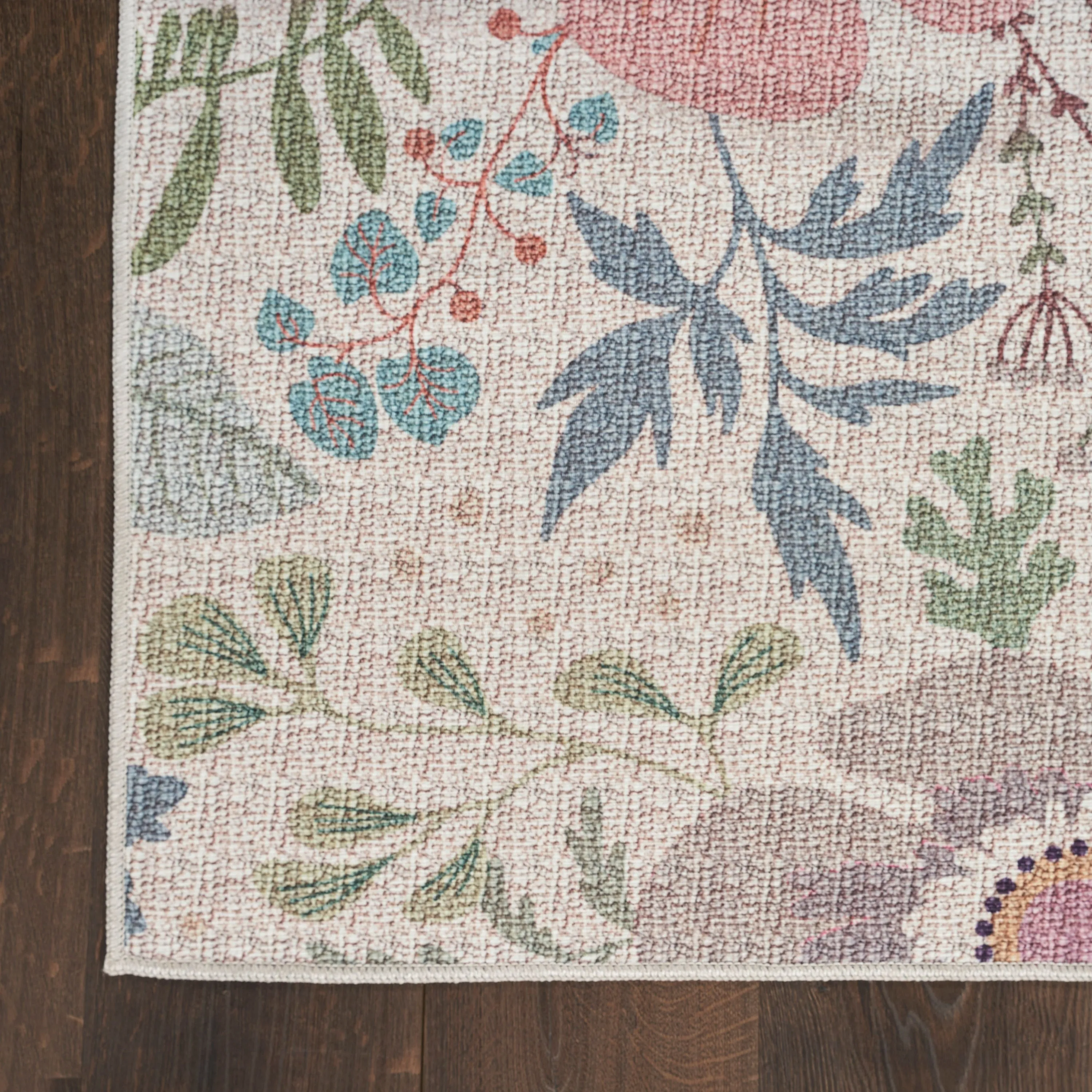 Nourison Washables Indoor Pink Floral Area Rug
