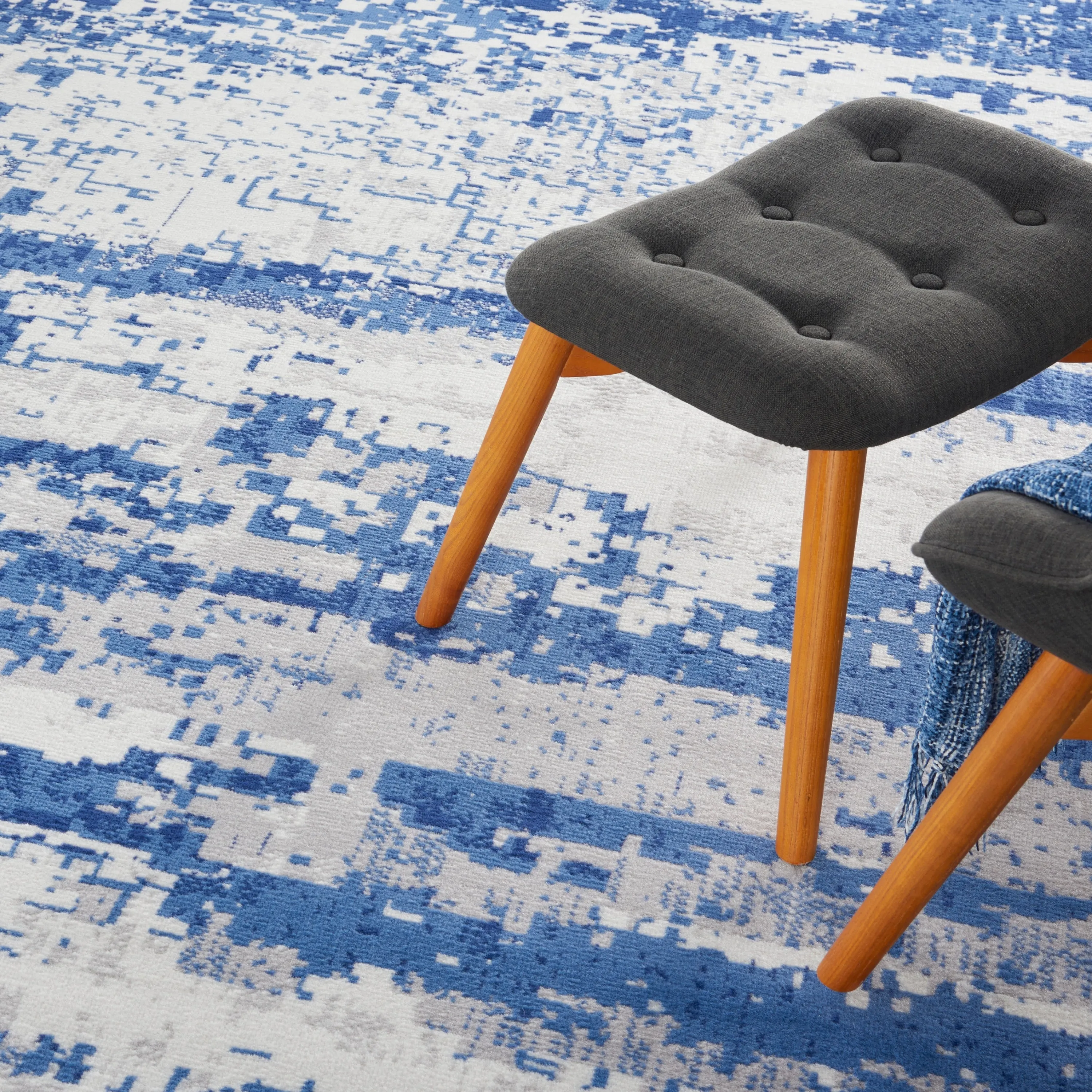Nourison Whimsicle Modern Abstract Ivory Navy Area Rug