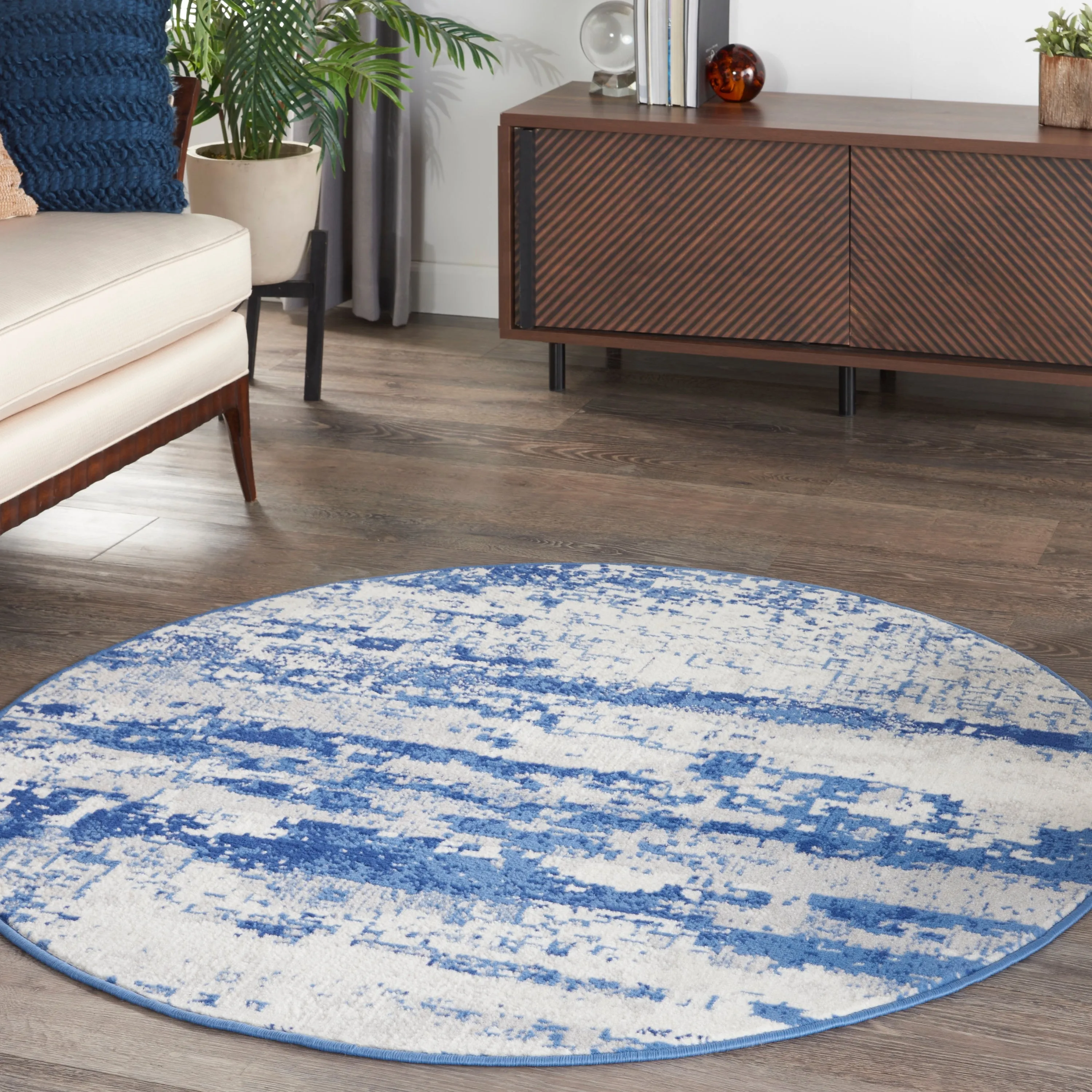 Nourison Whimsicle Modern Abstract Ivory Navy Area Rug
