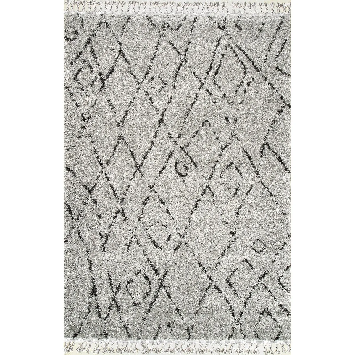 Nuloom Abstract Soft and Plush Moroccan Diamond Shag Tassel Rug
