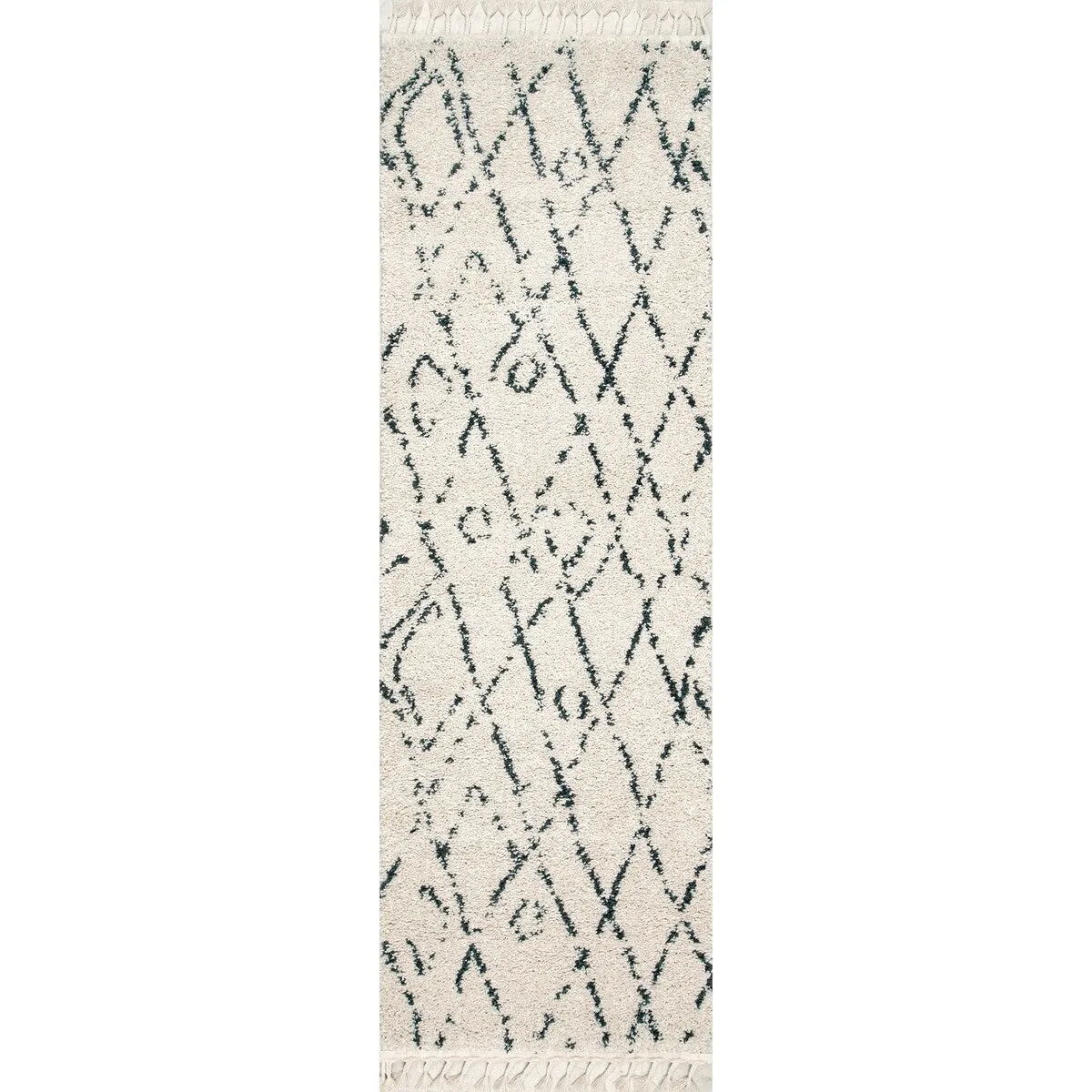 Nuloom Abstract Soft and Plush Moroccan Diamond Shag Tassel Rug