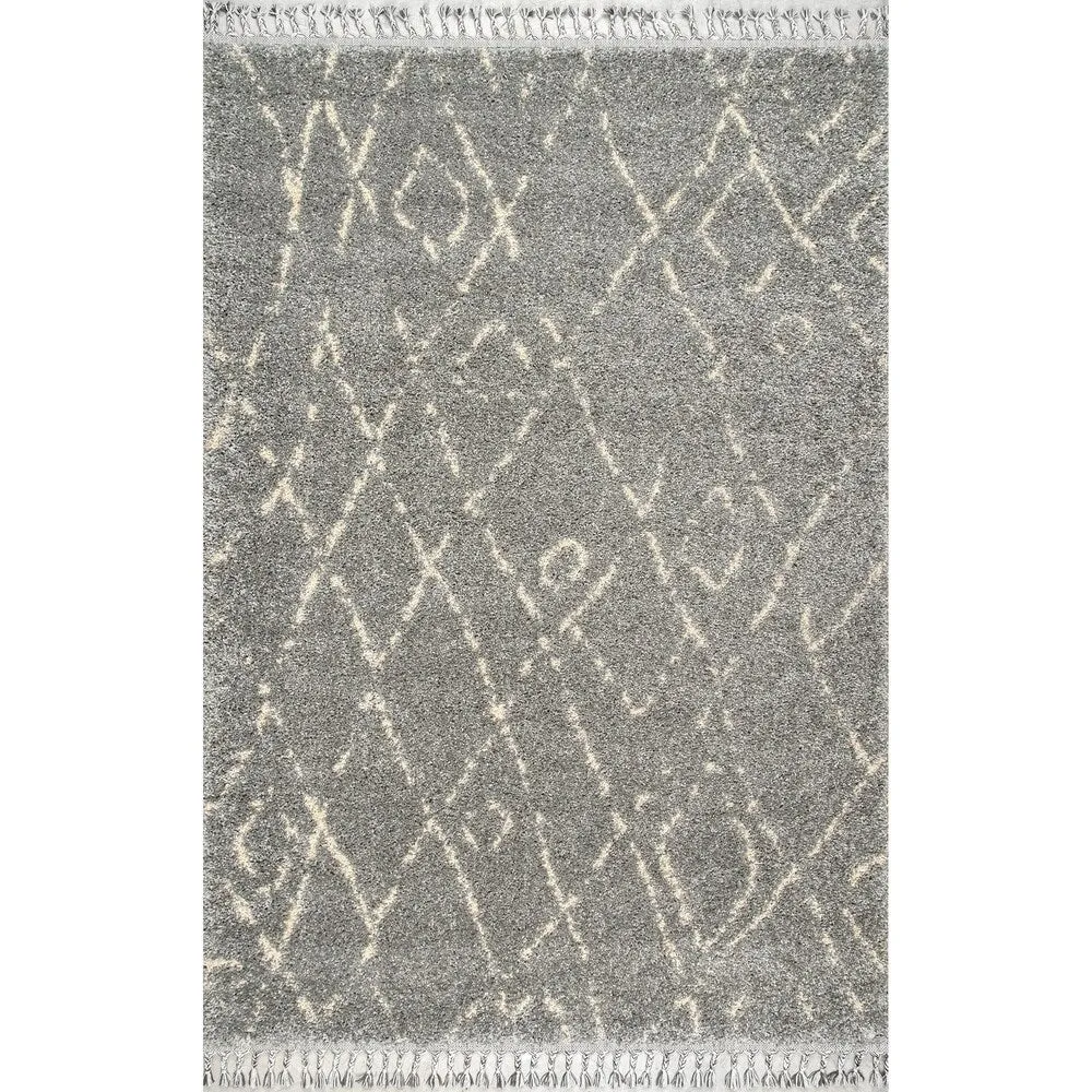 Nuloom Abstract Soft and Plush Moroccan Diamond Shag Tassel Rug