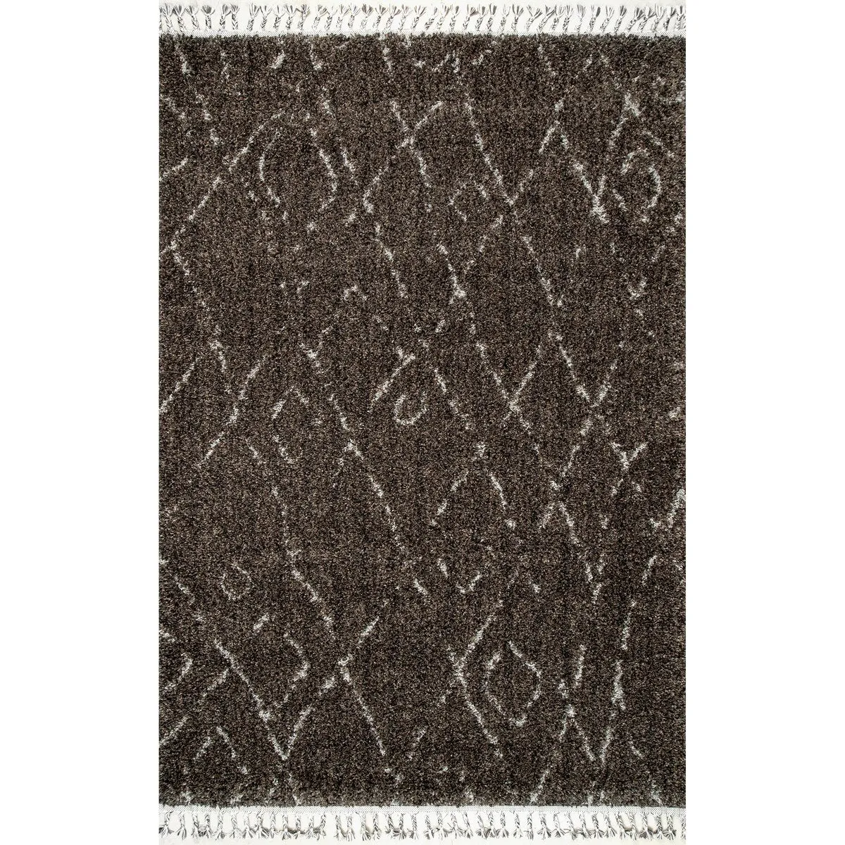 Nuloom Abstract Soft and Plush Moroccan Diamond Shag Tassel Rug