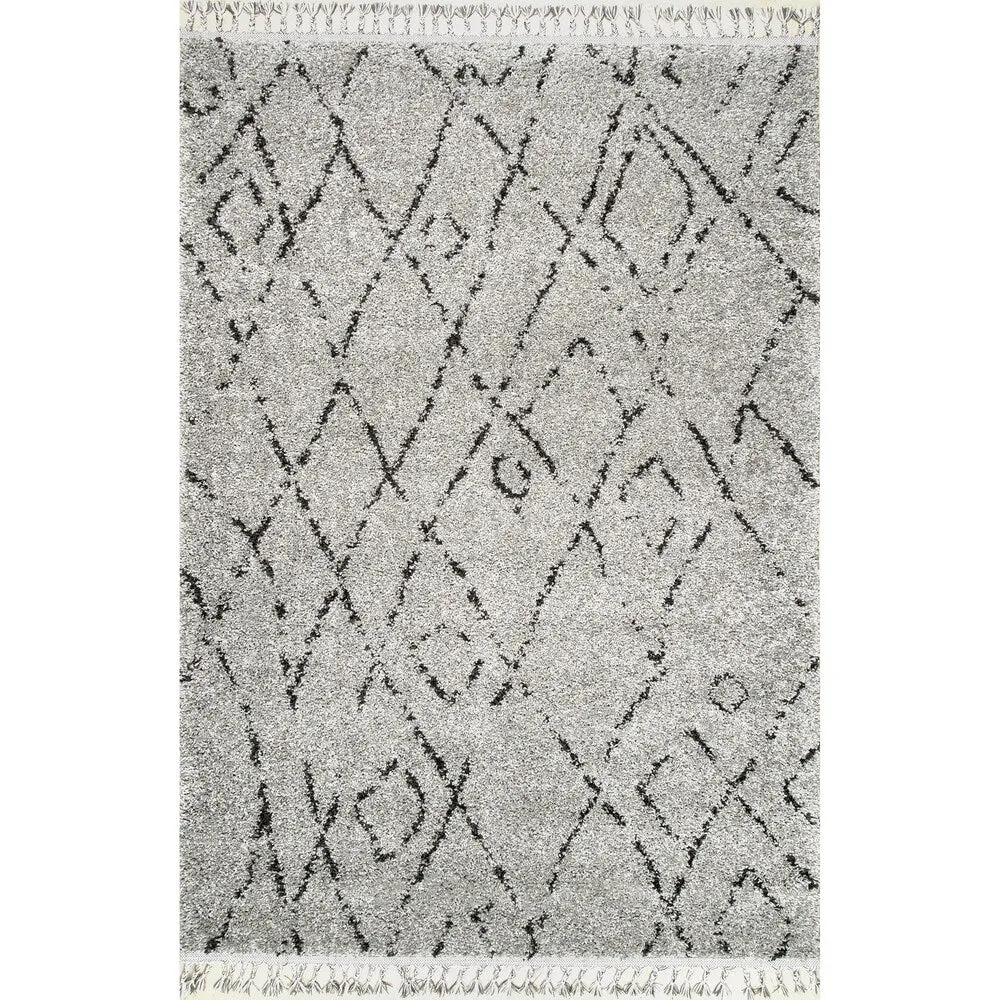 Nuloom Abstract Soft and Plush Moroccan Diamond Shag Tassel Rug