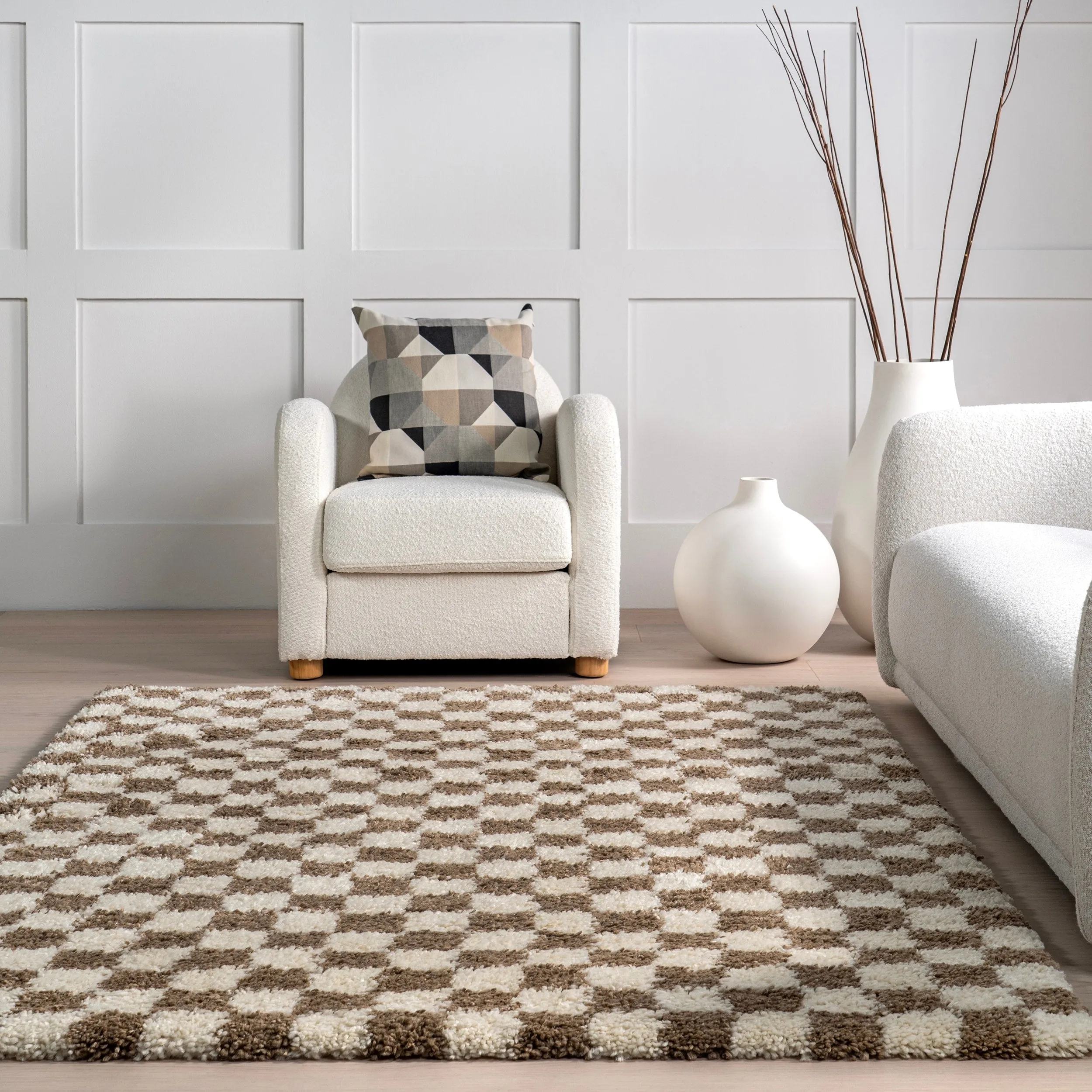Nuloom Adelaide Mid-Century Checkered Shag Area Rug