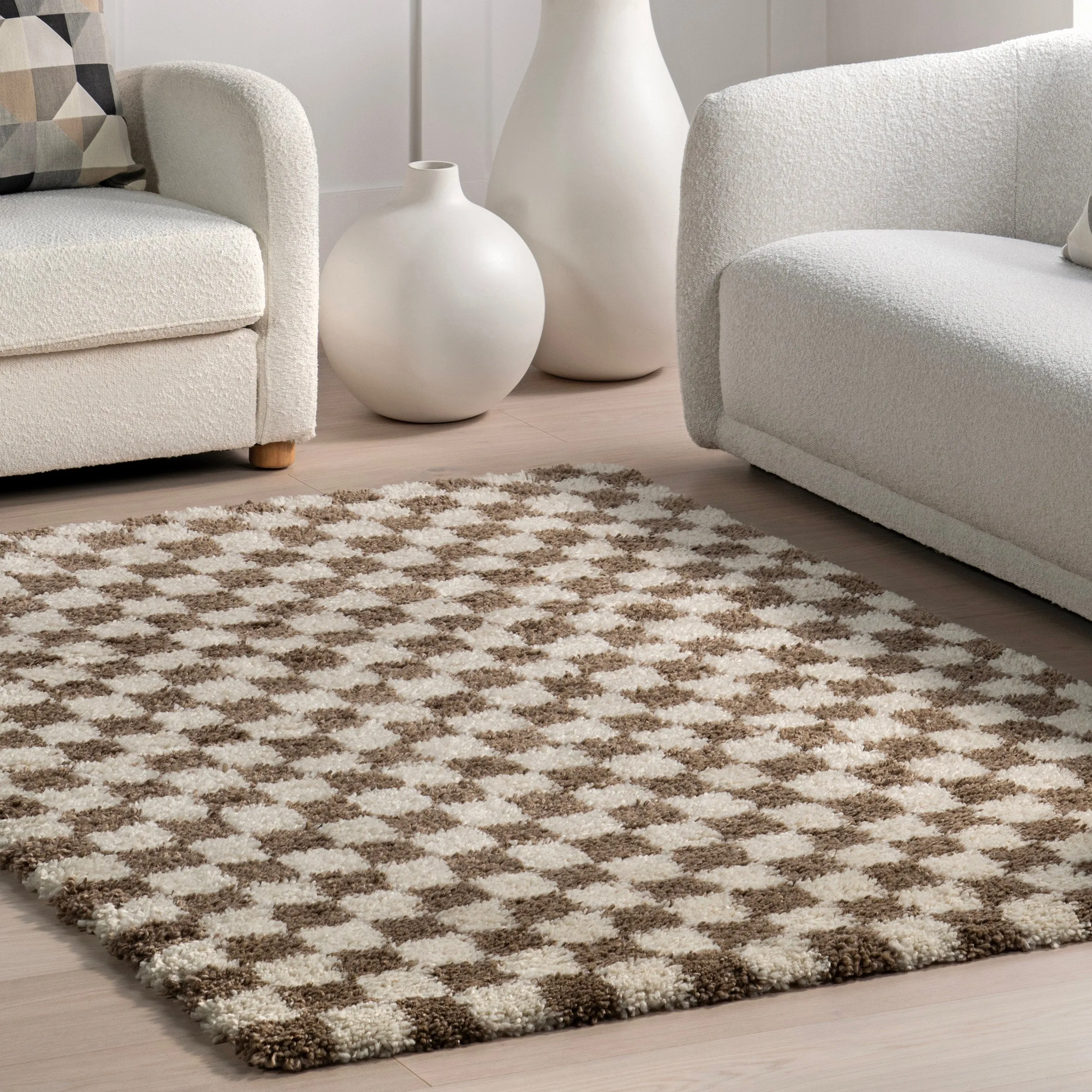 Nuloom Adelaide Mid-Century Checkered Shag Area Rug